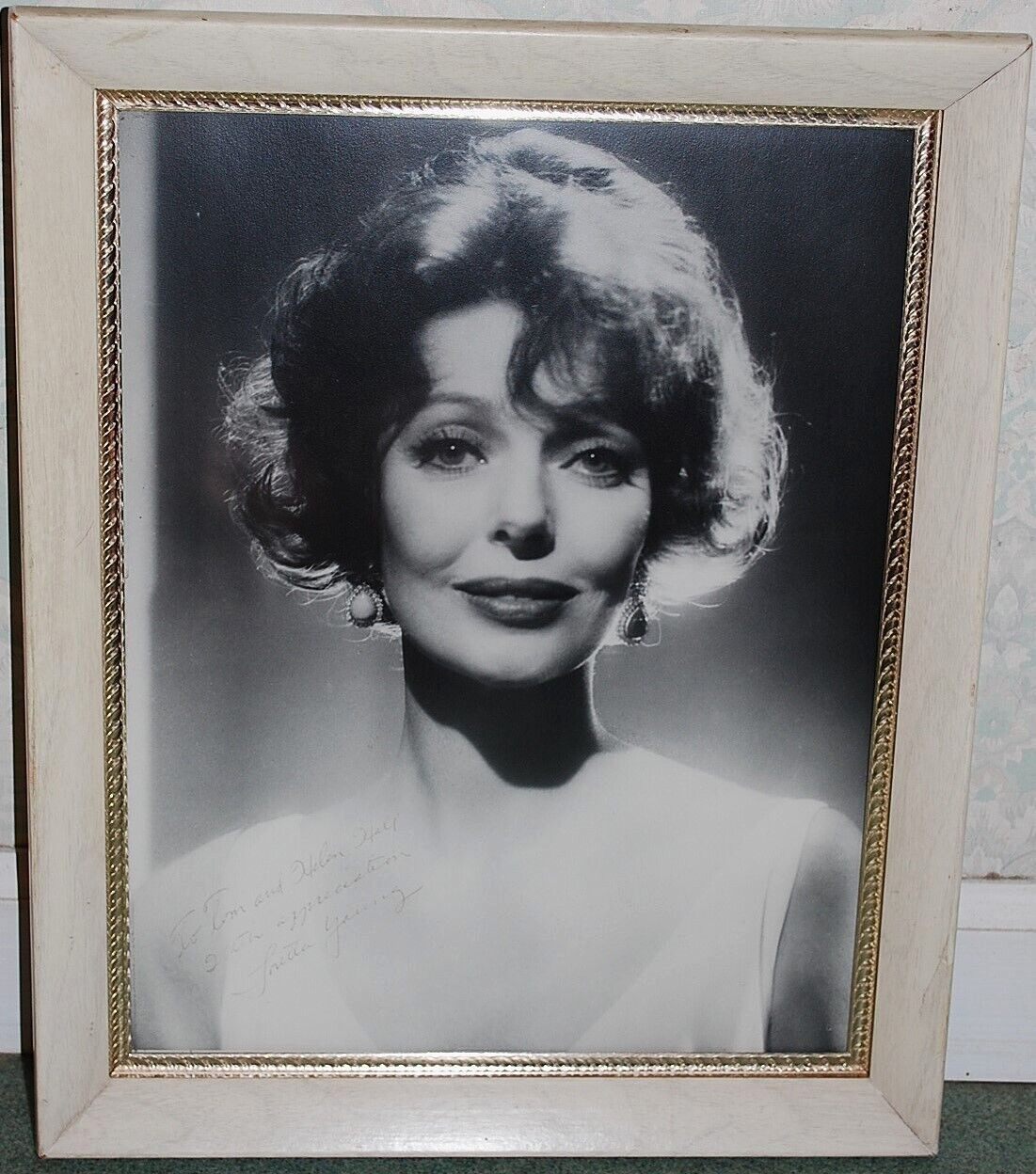 Vintage LORETTA YOUNG Autograph Inscribed Photograph In Original Frame 16″ x 13″
