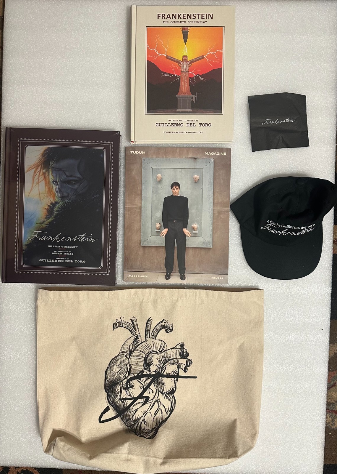 NETFLIX Guillermo Del Toro FRANKENSTEIN Tote Screenplay Hardcover Book Hat +more