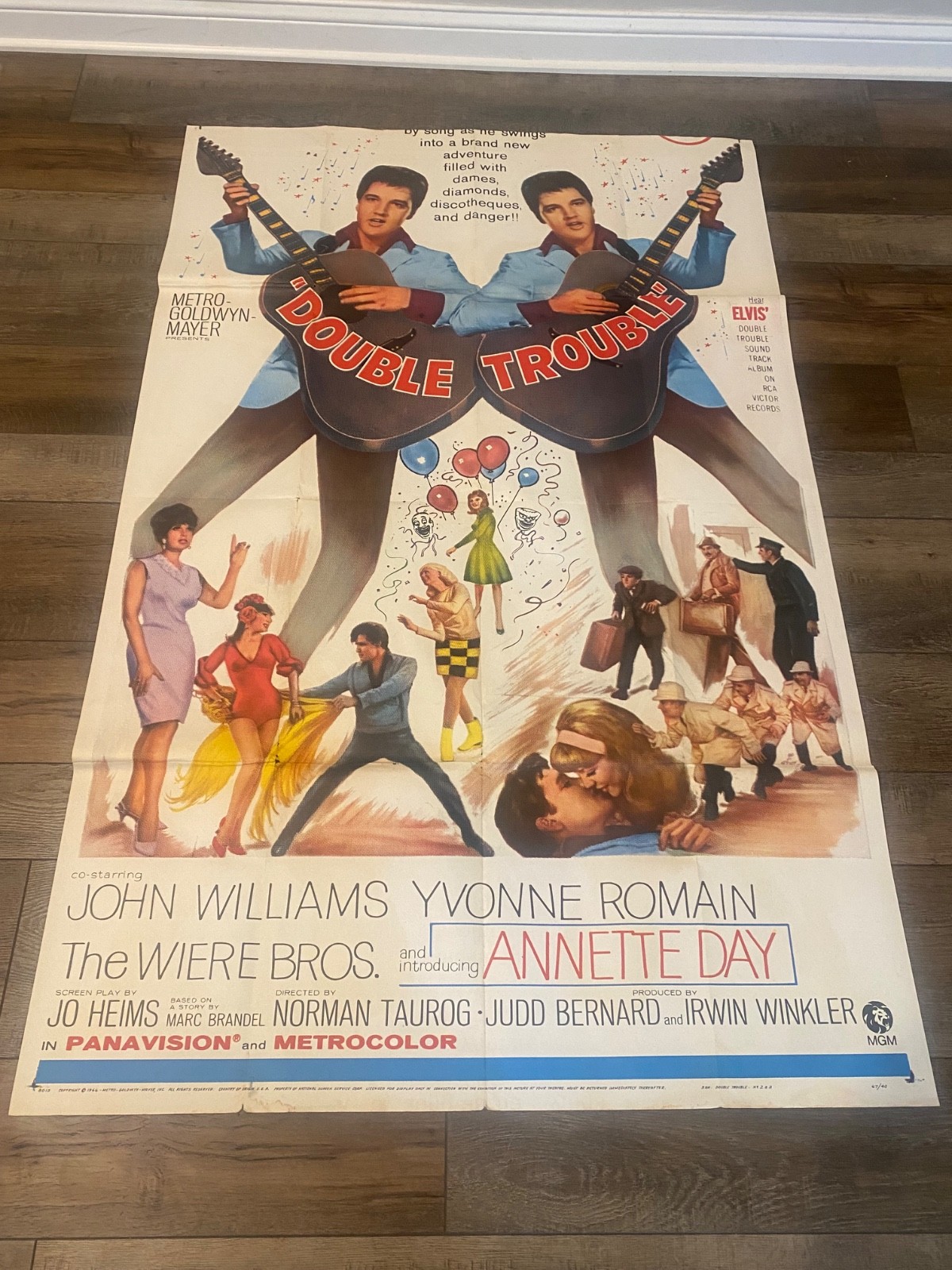 DOUBLE TROUBLE Original Movie Poster, Elvis Presley, LARGE ROUGHLY 41″x65″