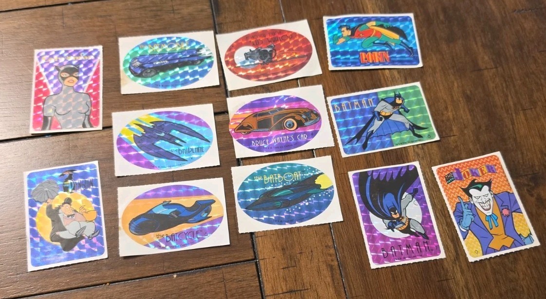 Rare 1993 Batman The Animated Series Holographic Figures Vehicles 12 Stickers