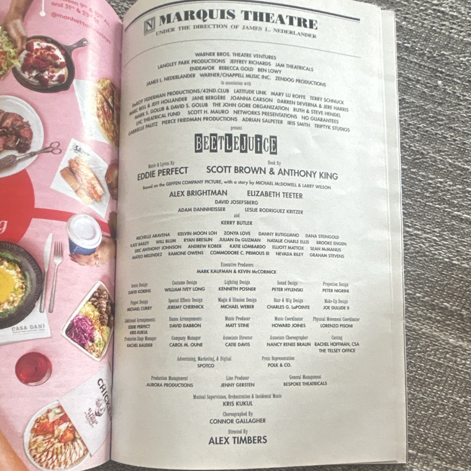 Beetlejuice The Musical Broadway Playbill – Marquis Theatre – Original Theater