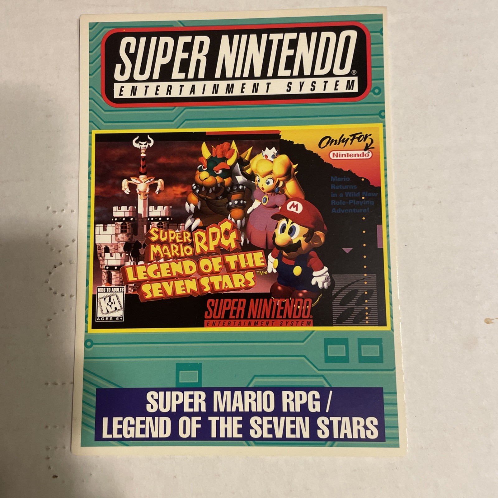 Super Mario RPG Legend Of The Seven Stars VIDPRO Toys R Us Card Rare