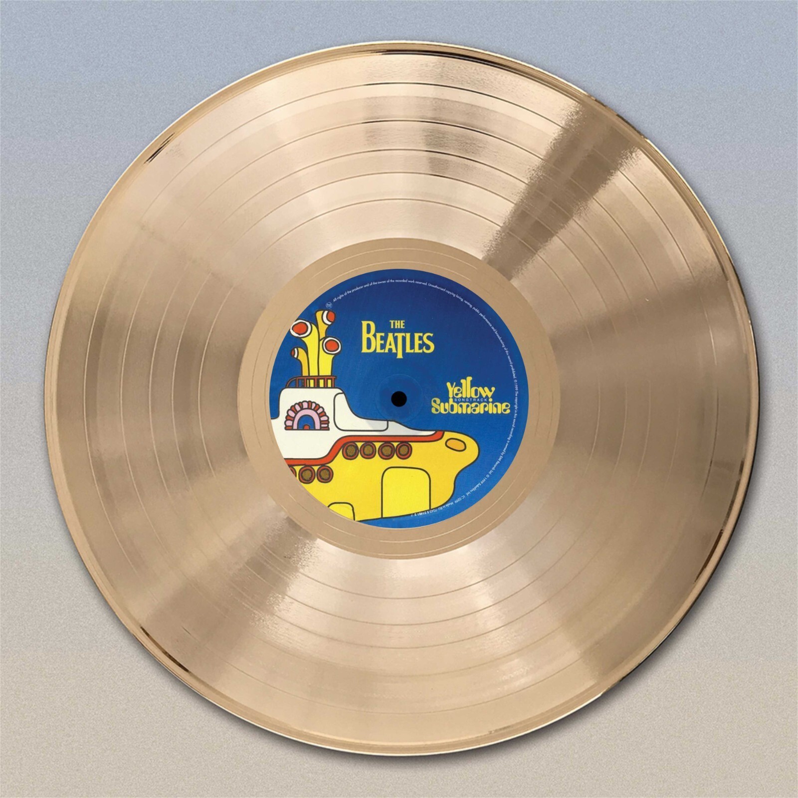 Beatles “Yellow Submarine” Gold LP Record wall art