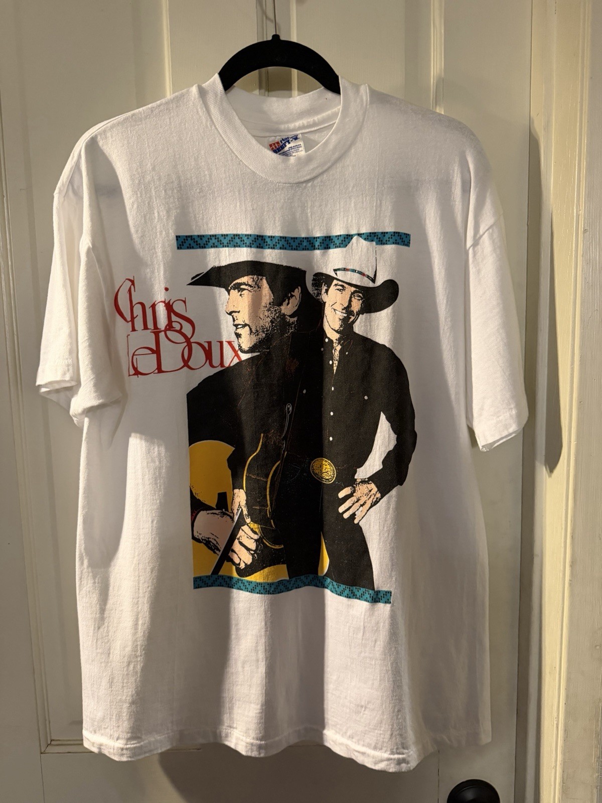 Autographed Hanes Beefy-T Chris LeDoux “Whatcha Gonna Do With a Cowboy” Tee L