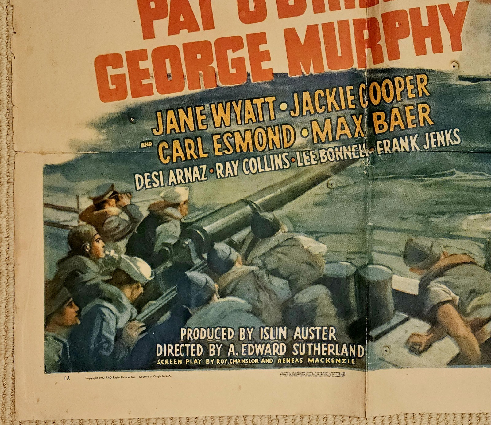 The Navy Comes Through 1941 original US litho one-sheet poster PAT O’BRIEN