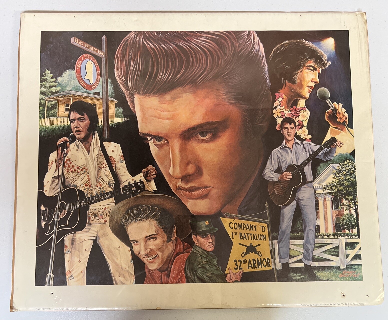 “Elvis Montage” Elvis Presley Poster Vintage 1983 24”x20” Gary Giuffre