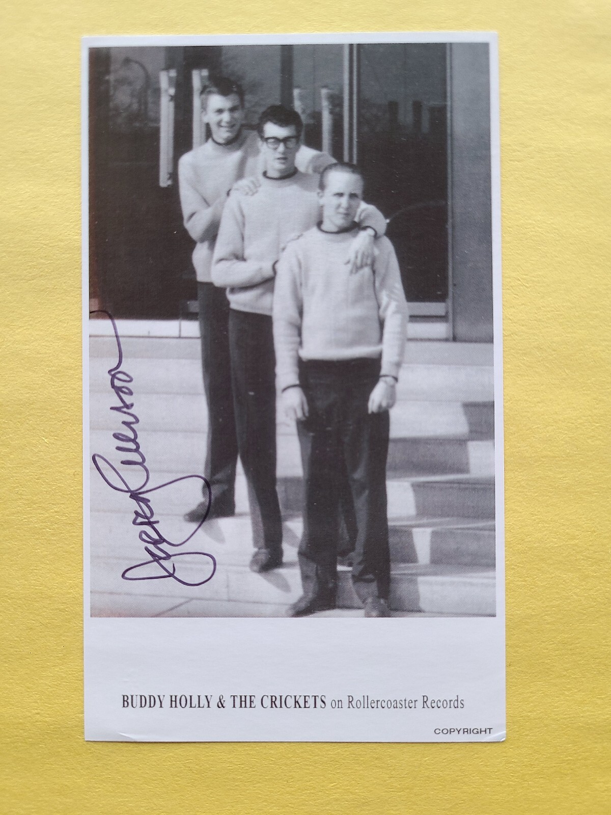 Jerry Allison ” The Crickets ” Signed ,Autographed ,paper photo 3.25 x 4.50Inch
