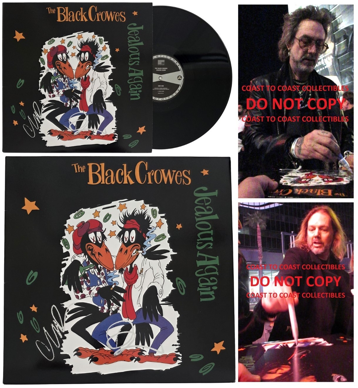 The Black Crowes Signed Jealous Again Album COA Proof Autographed Vinyl Record