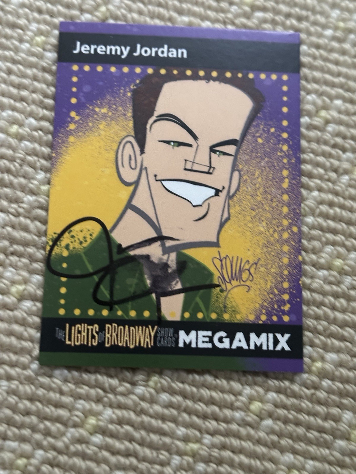 Jeremy Jordan (smudged) Signed Lights Of Broadway Card