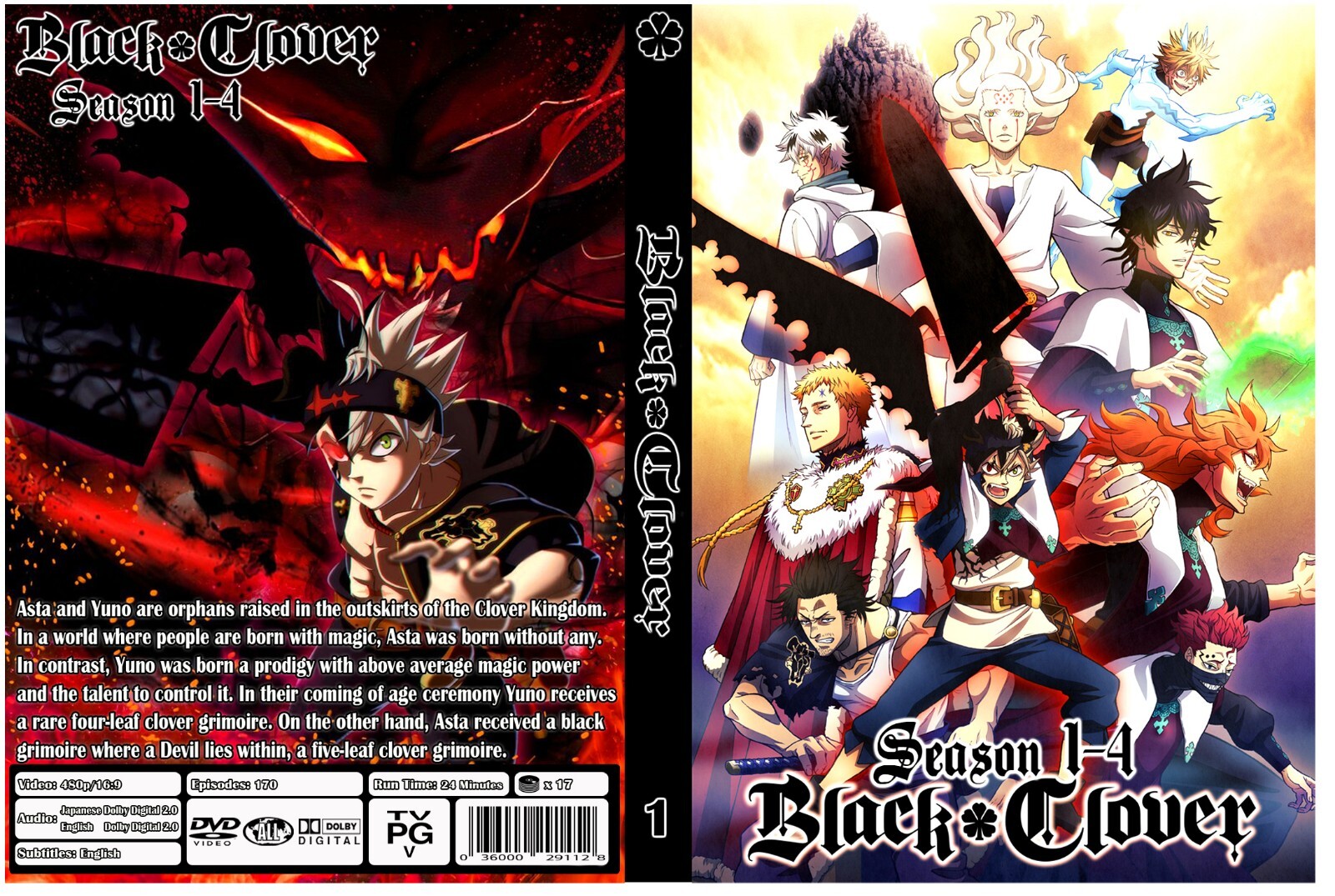 ANIME, BLACK CLOVER , 17 DVD, 170 EPISODES, ENG/AUDIO, 3 BOX 2019