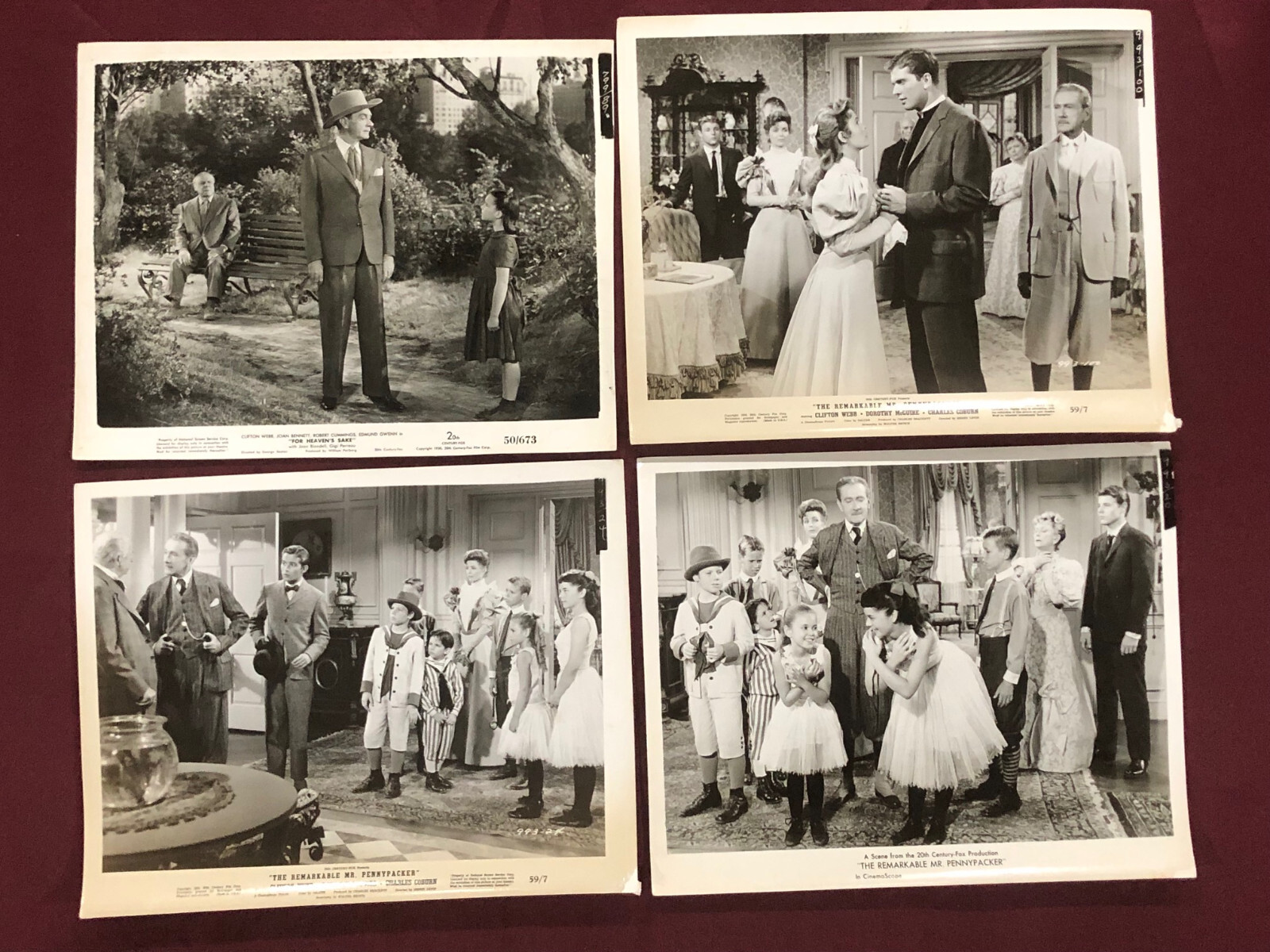 CLIFTON WEBB MOVIE PHOTO (3) STILL 1950 FOR HEAVEN’S SAKE 1959 PENNYPACKER