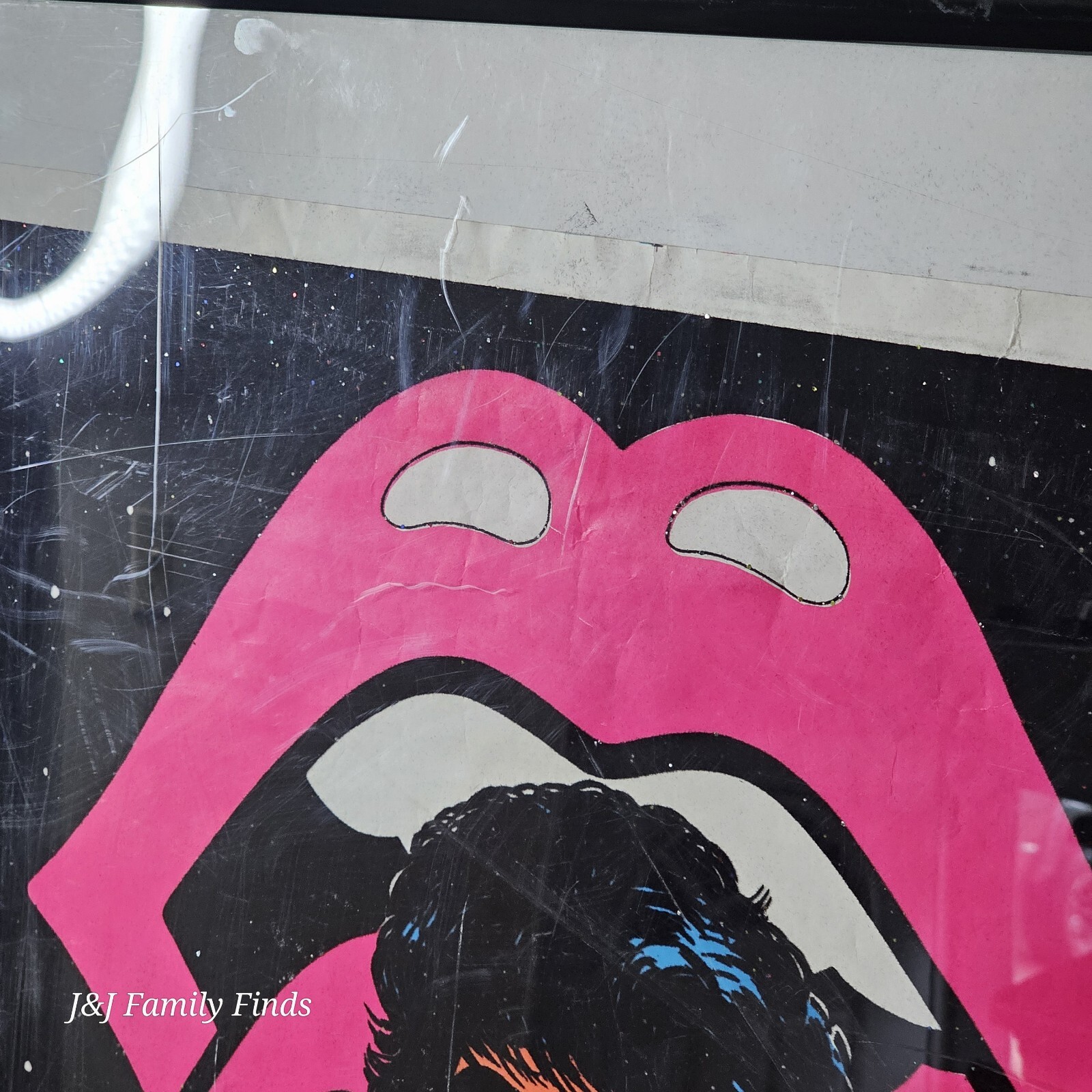 Vtg Rolling Stones MICK JAGGER Blacklight Poster 35×23 #105 W/ Glitter Framed
