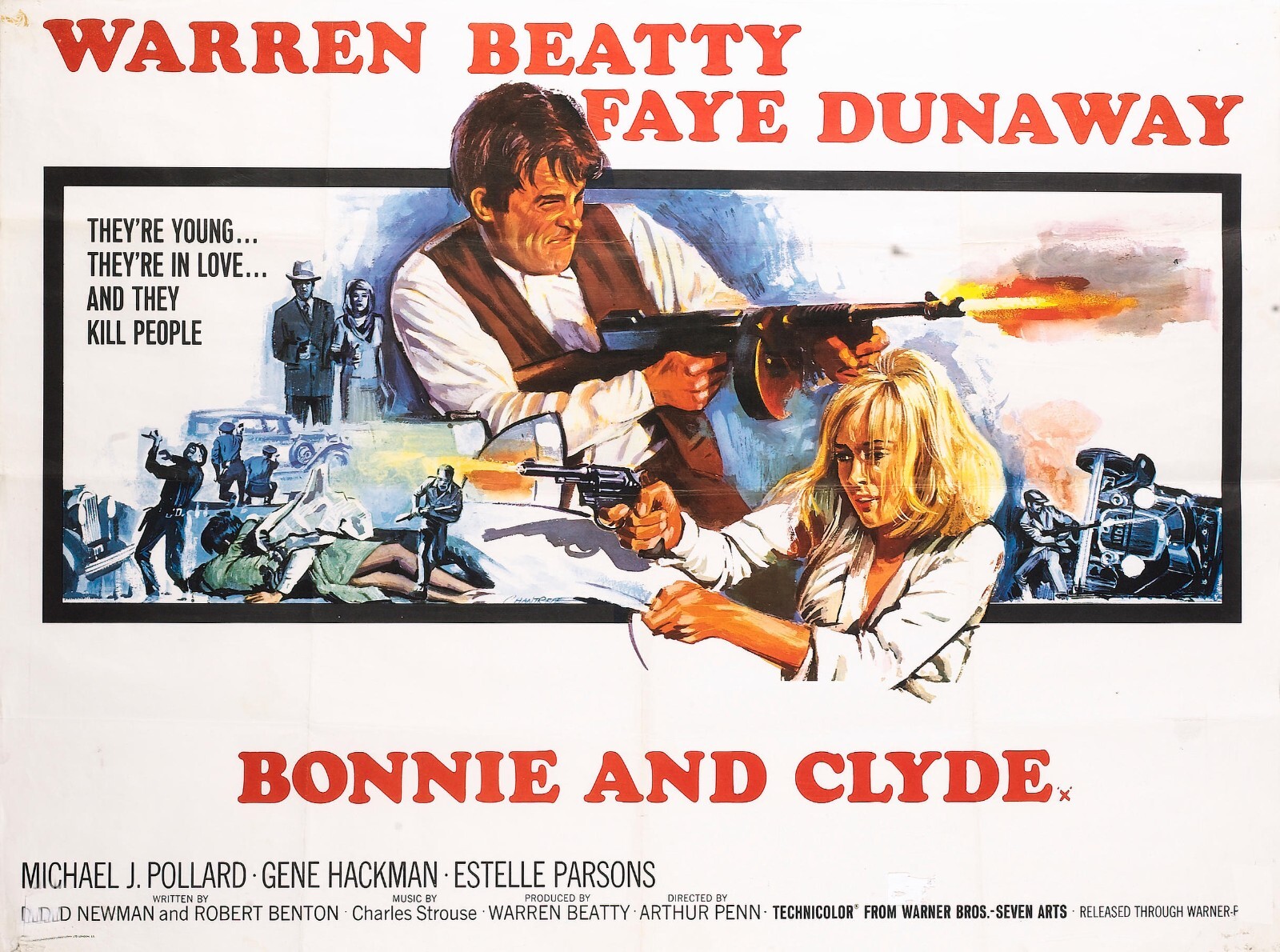1967 Bonnie And Clyde Movie Poster 11X17 Warren Beatty Faye Dunaway Criminals 🍿