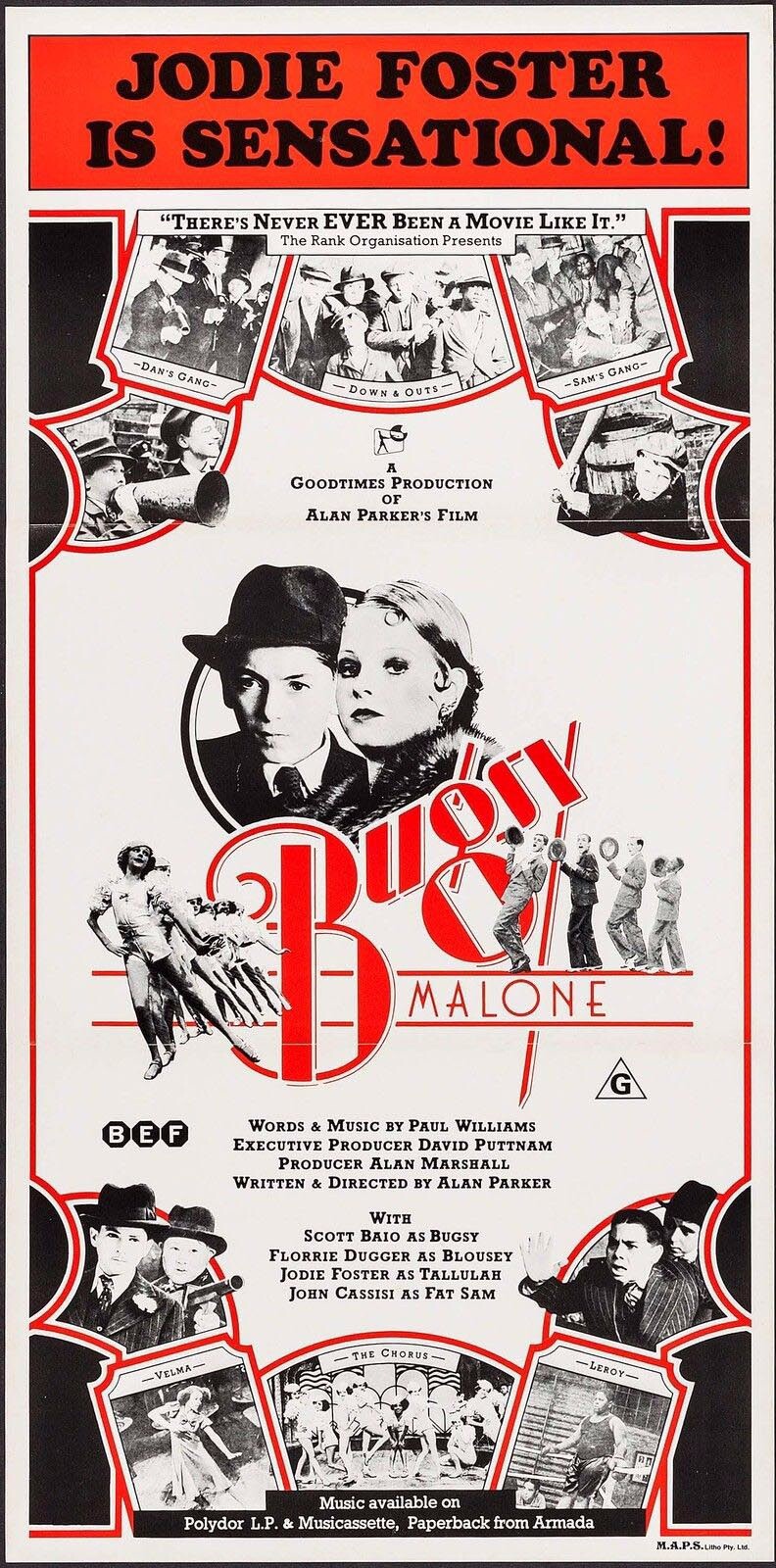 Bugsy Malone ORIGINAL 1976 Australian daybill poster 13″ x 27″ Jodie Foster RARE
