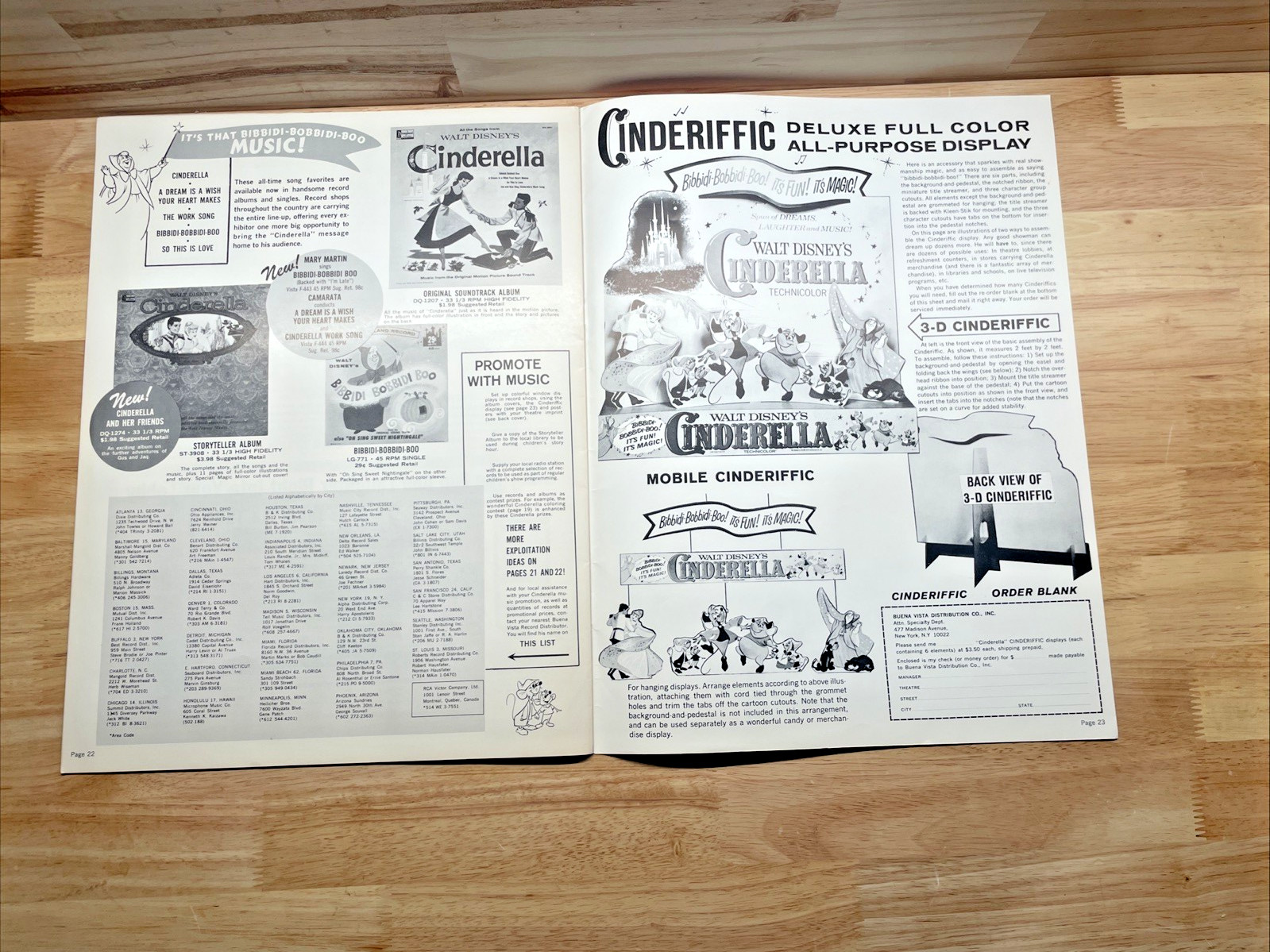 Disney Cinderella 1971 Pressbook With Supplement Vintage Theater Promo Kit