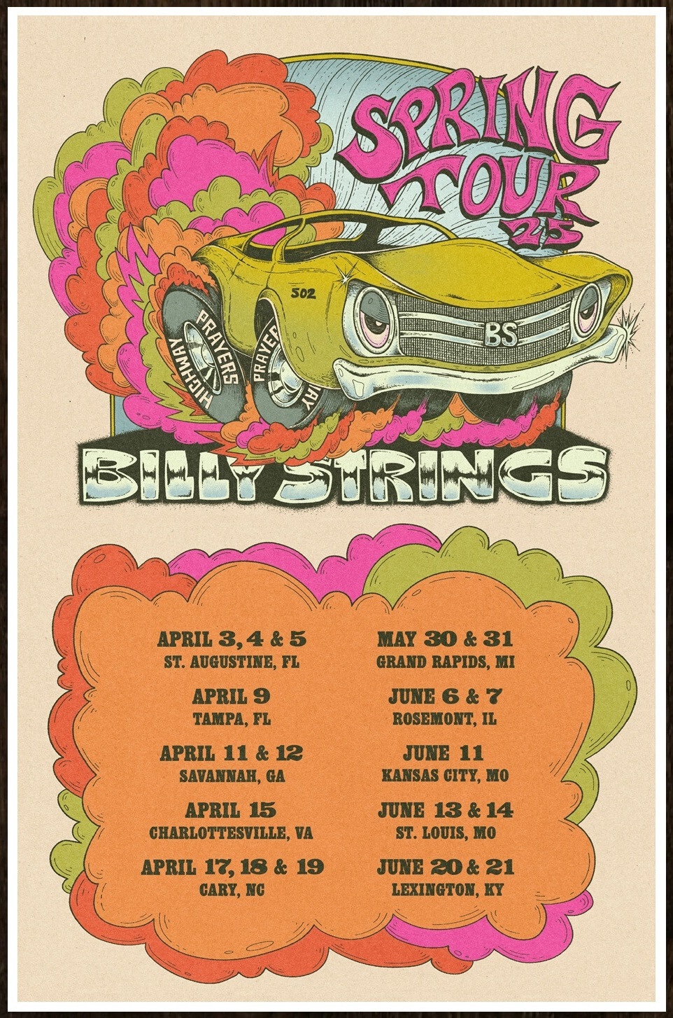 BILLY STRINGS Spring Tour 2025 Ltd Ed RARE Poster! Bluegrass Country Americana