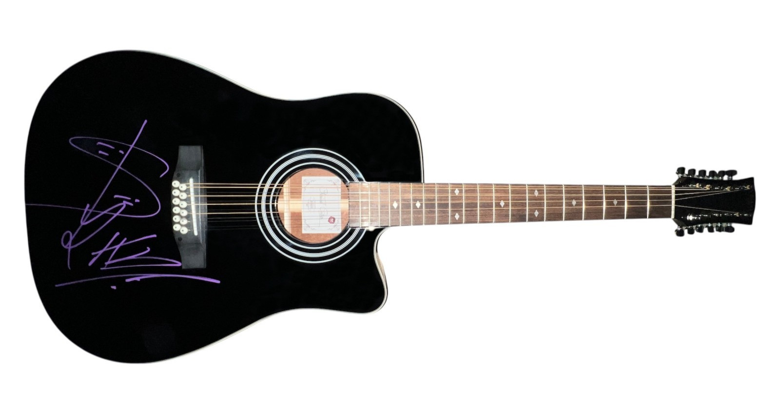 PESO PLUMA SIGNED ACOUSTIC GUITAR BLACK 12 STRING EXODO GENESIS AUTOGRAPH PROOF