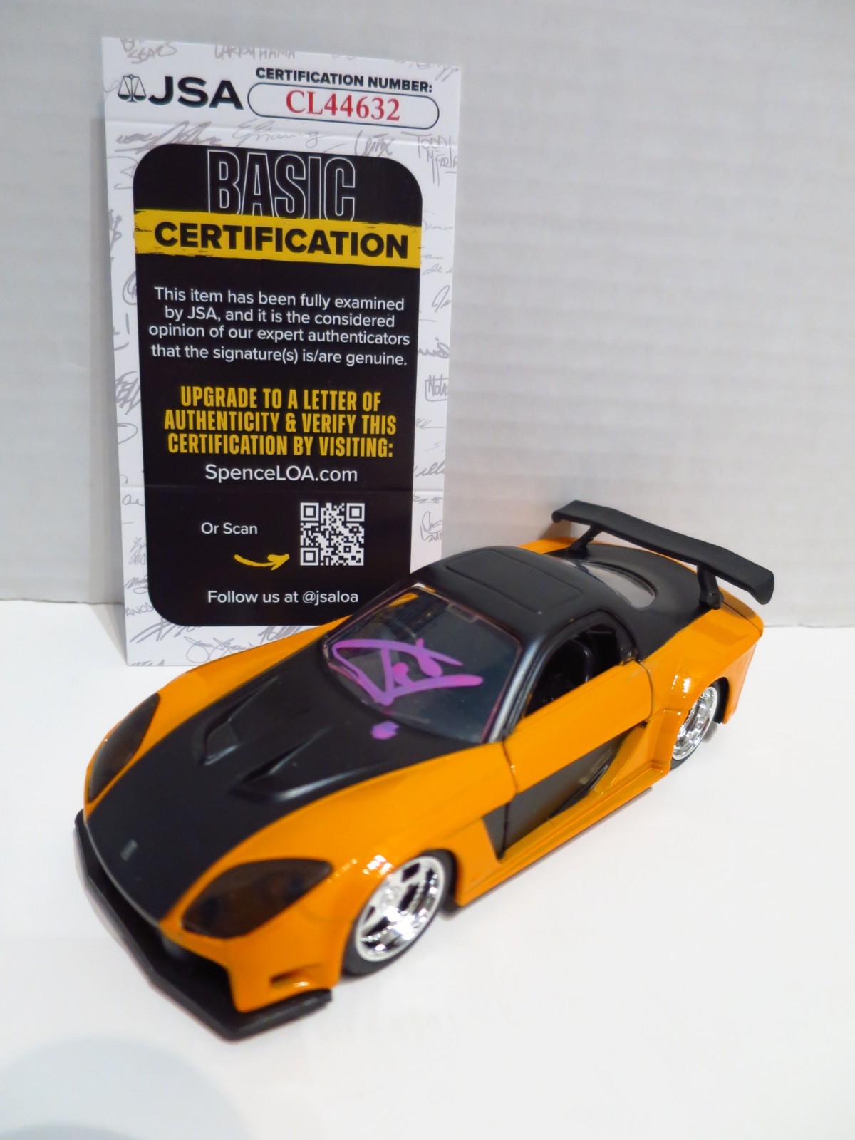Sung Kang signed Fast & Furious Die Cast Mazda RX-7 autograph JSA Certified COA