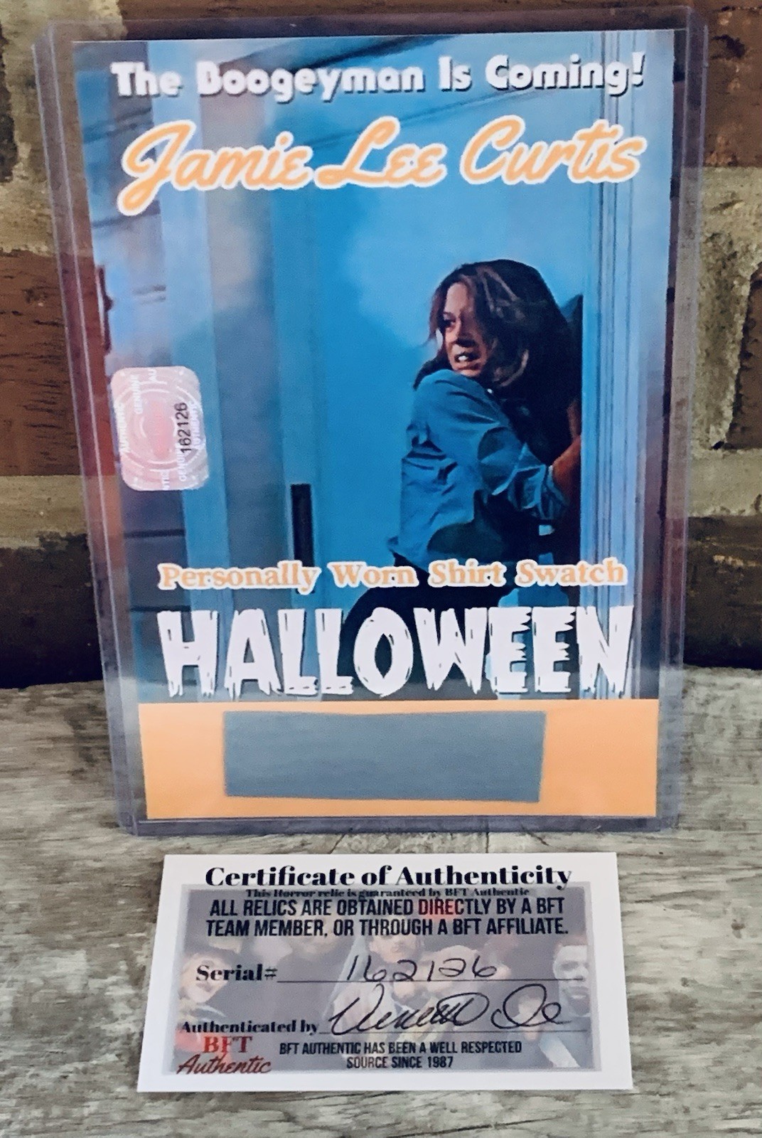Jamie Lee Curtis Personally Worn Shirt Swatch Halloween Laurie Strode COA