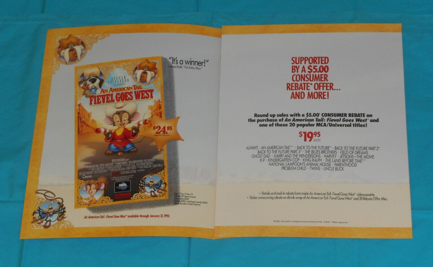 original AN AMERICAN TAIL: FIEVEL GOES WEST VIDEO STORE PROMO KIT press kit