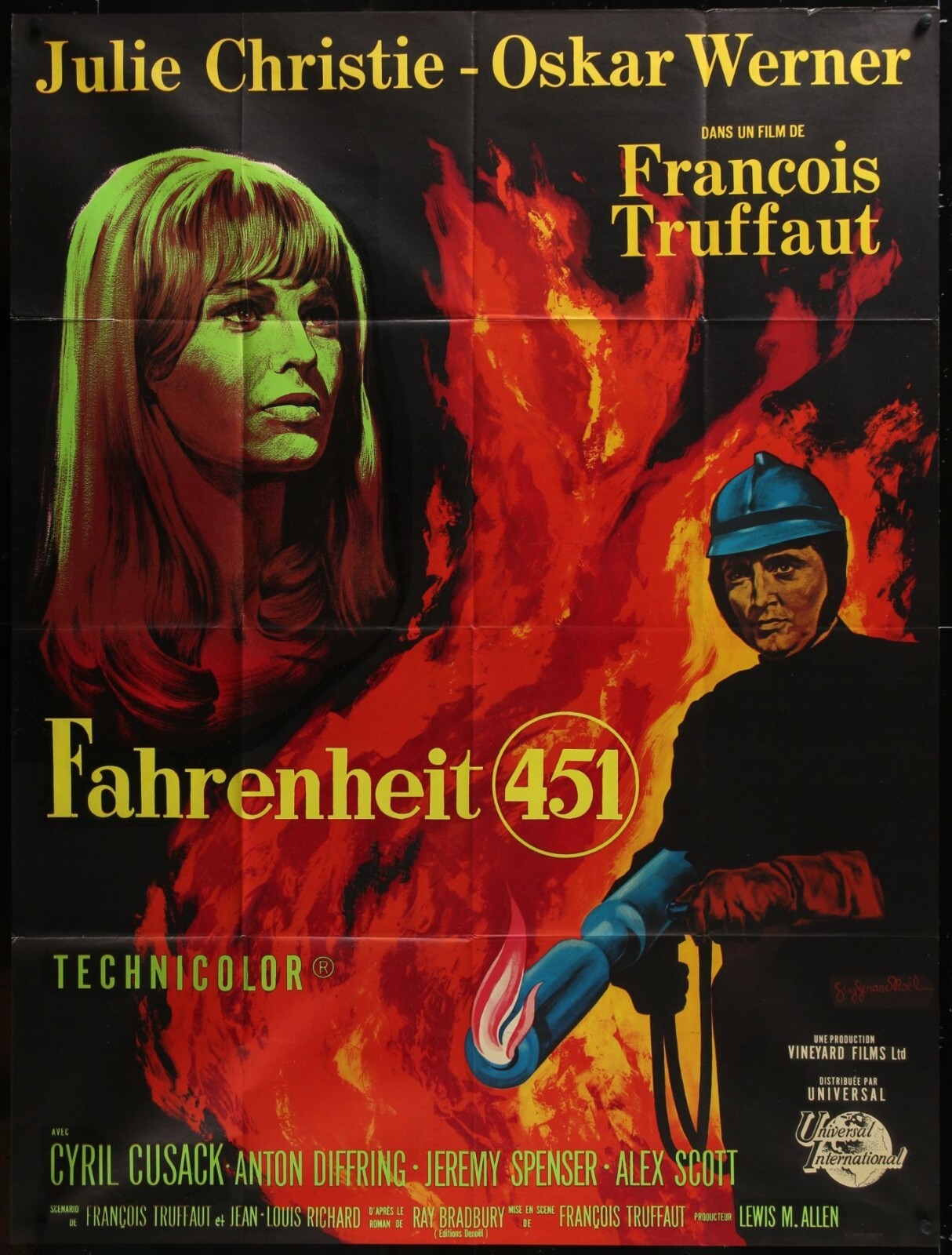 Fahrenheit 451 (1967) Original Movie Poster Folded 46×61