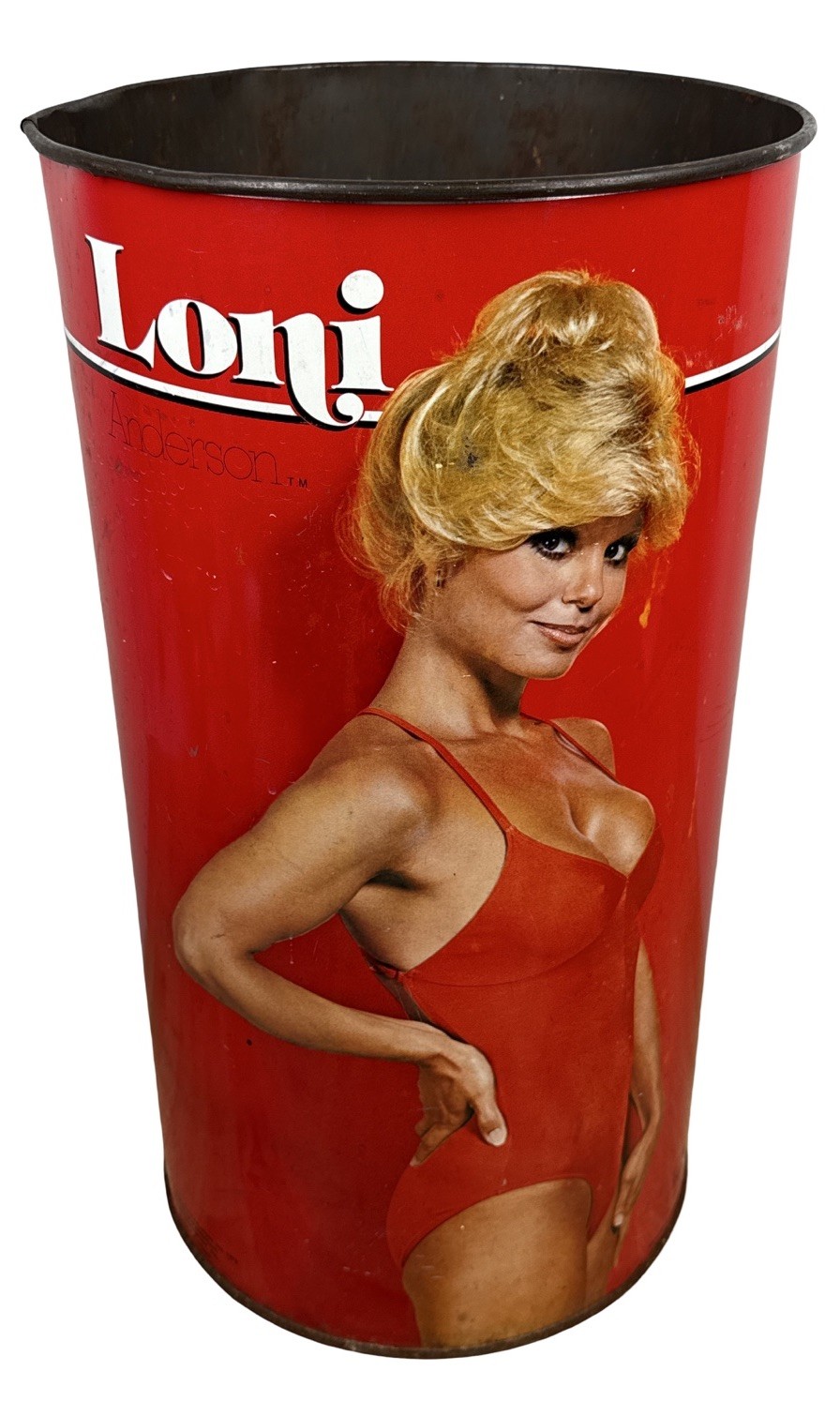 RARE 1979 Loni Anderson Round Metal Waste Basket Trash Can WKRP Actress Klaymax