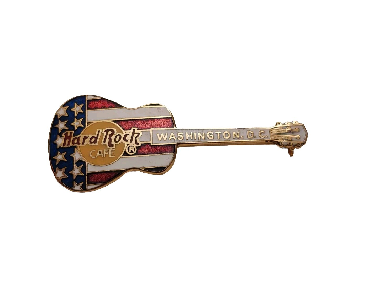 Hard Rock Cafe Washington DC Flag Gold Trim Yellow Logo Pin