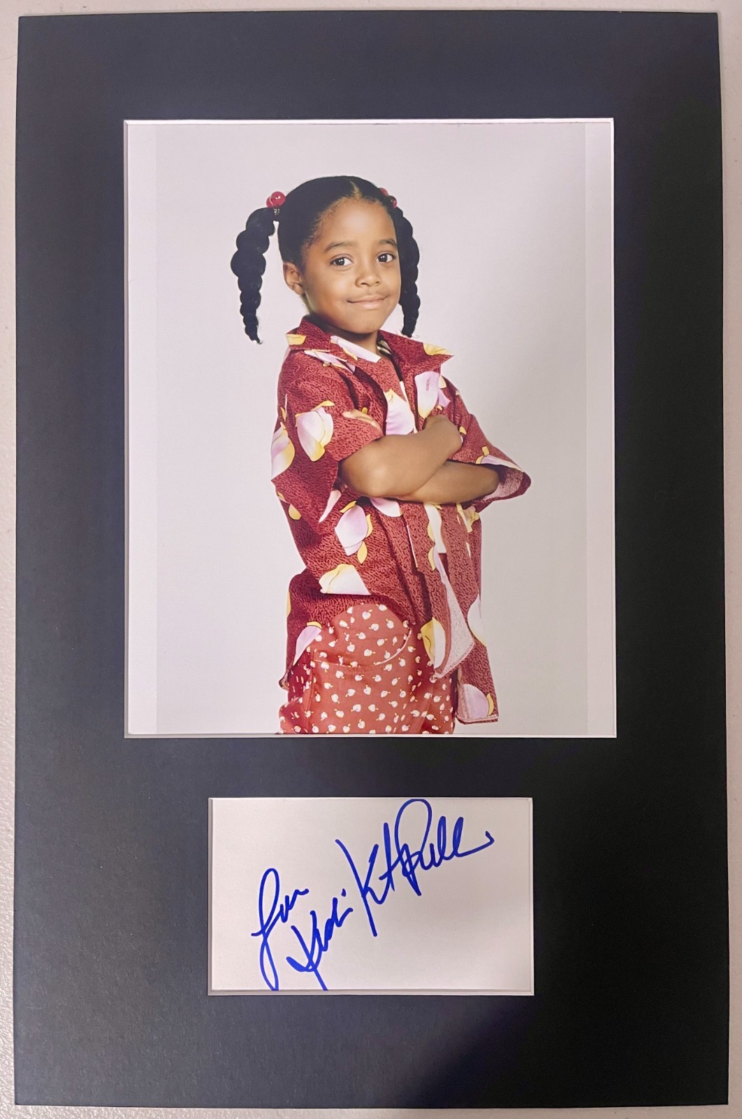 Keisha Knight Pulliam The Cosby Show matted signed index card with photo 11×17