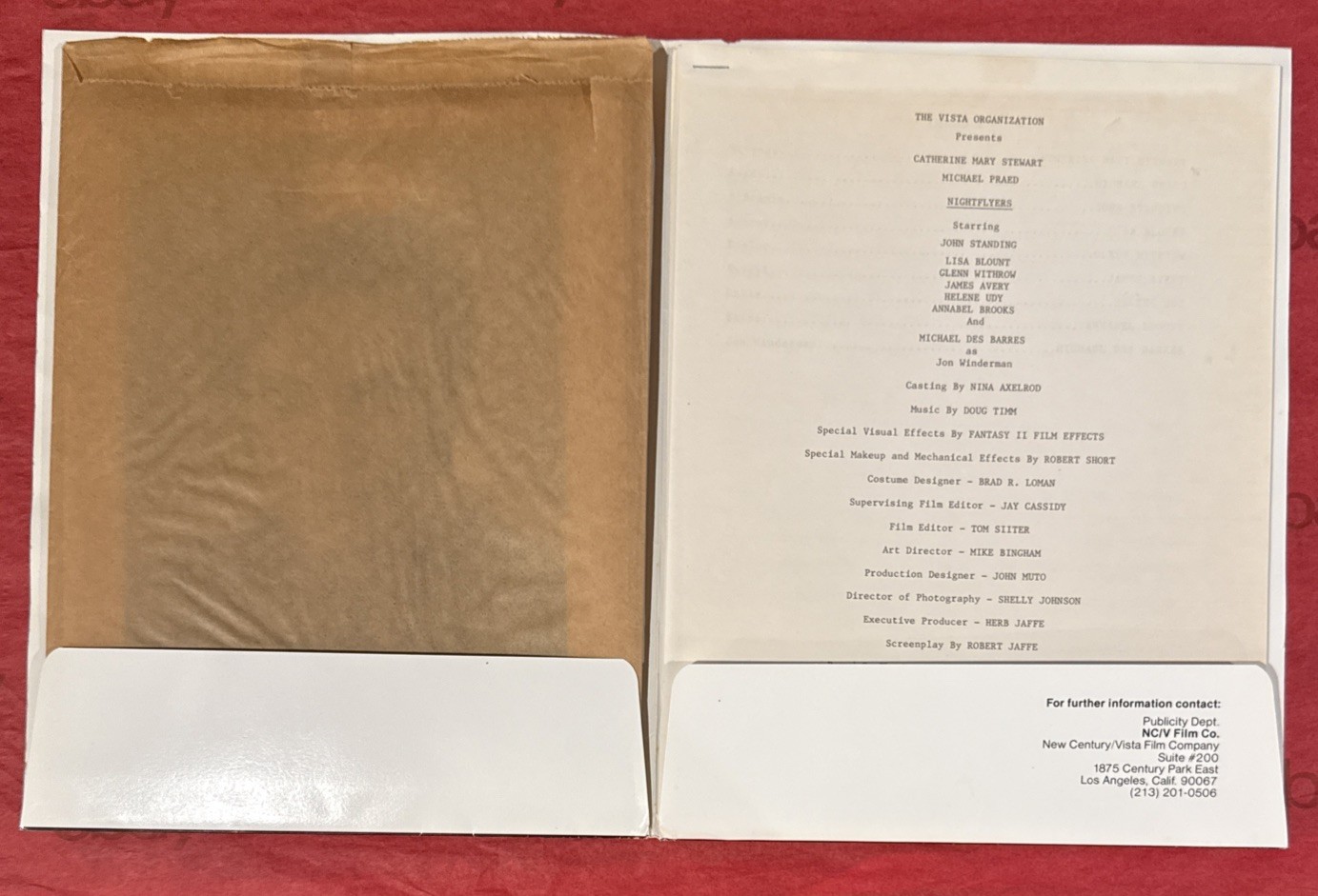 NIGHTFLYERS 1987 SCI-FI MOVIE PRESS KIT + 7 PROMO PHOTOS