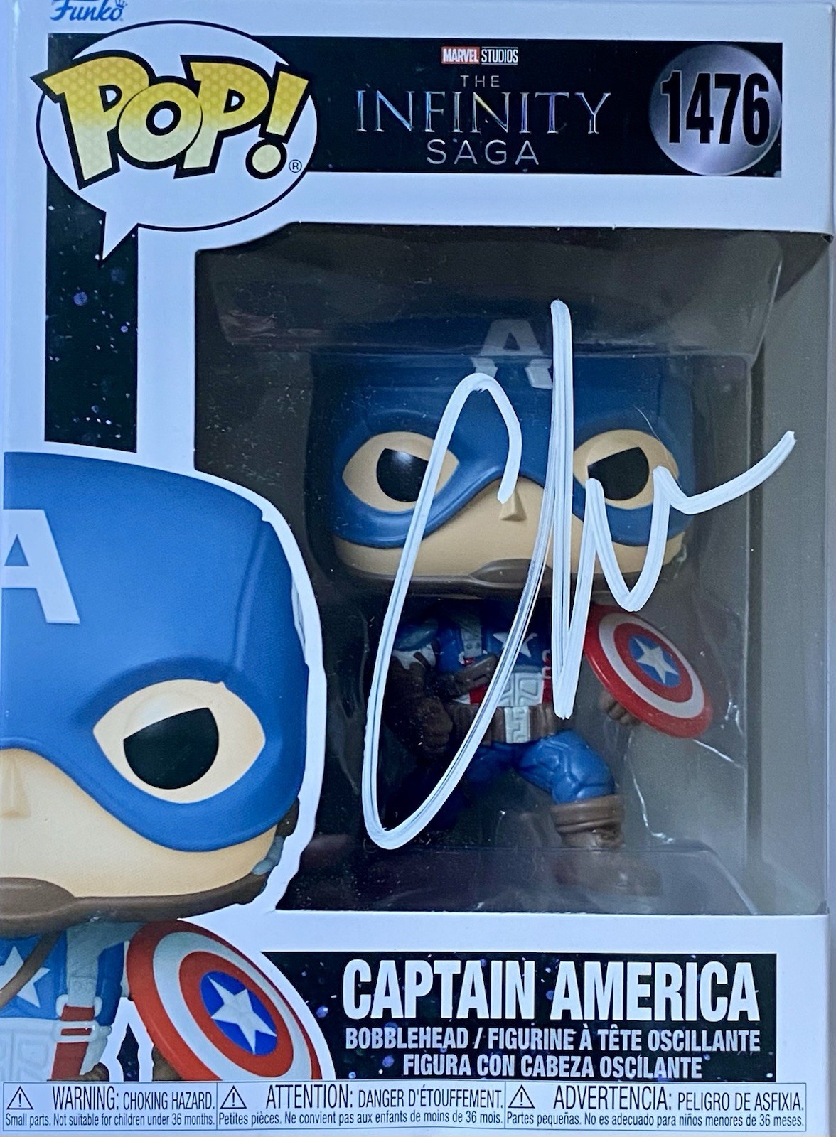 CHRIS EVANS AUTOGRAPHED CAPTAIN AMERICA FUNKO POP #1476