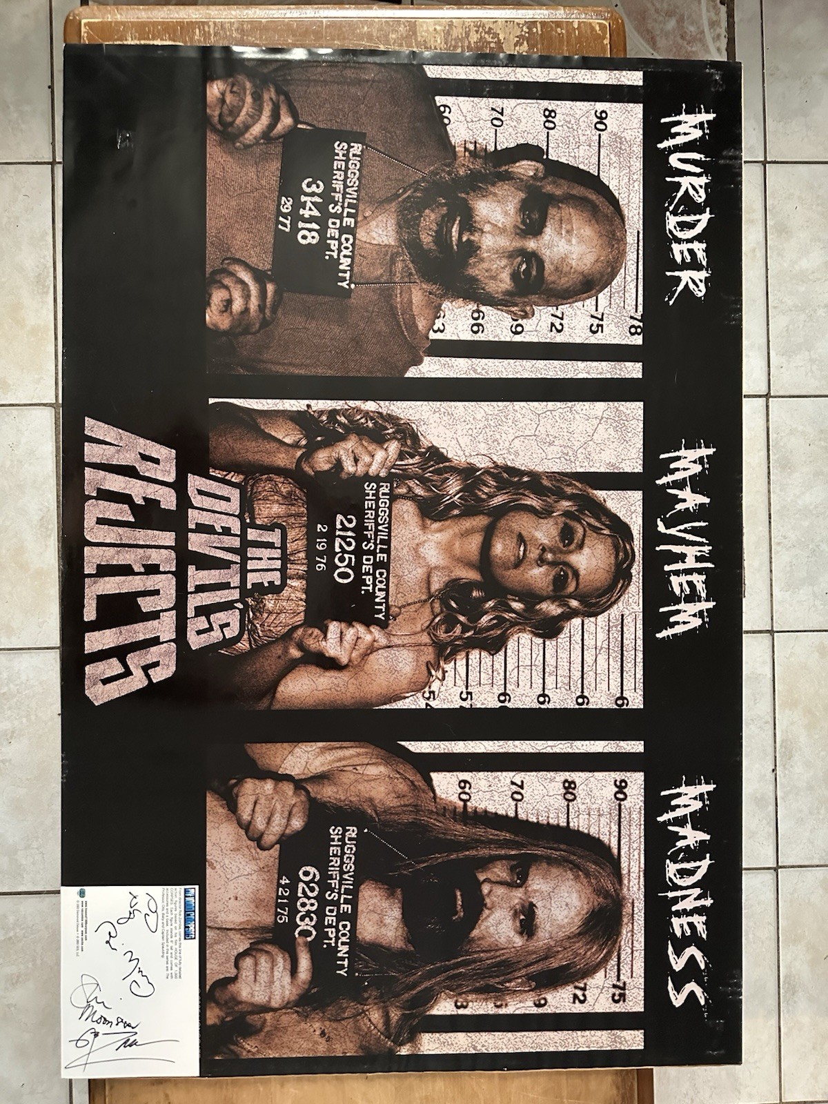 The Devils Rejects Poster. Signed Rob Zombie, Sheri Moon, Bill Mosley, Sid Haig