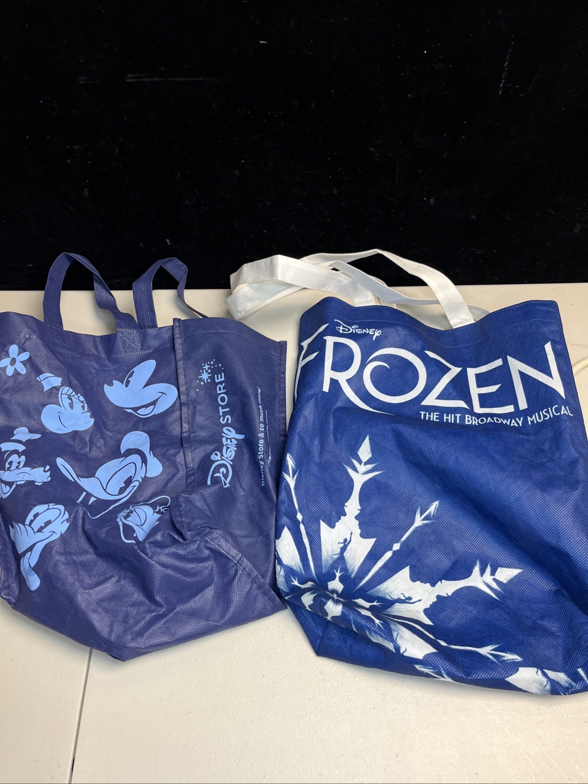 Disney Store Frozen The Broadway Musical Theater Exclusive blue canvas tote bag