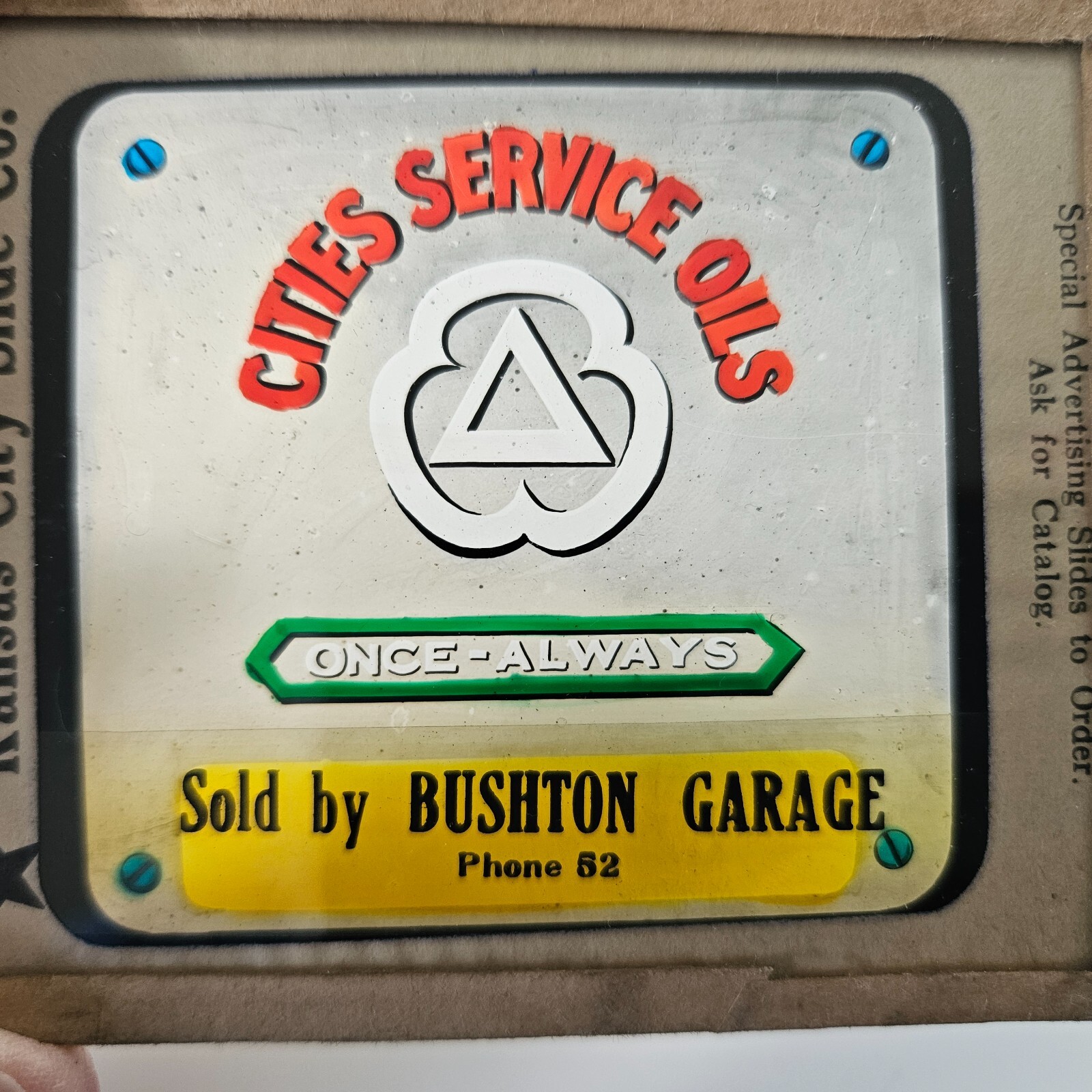 1920’s Silent Movie Advertising Glass Slide Cities Service Oils