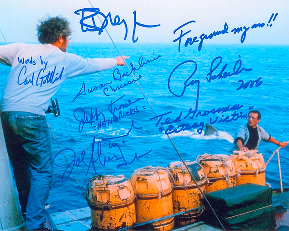 JAWS CAST SIGNED REPRINT AUTOGRAPHS ROY SCHEIDER RICHARD DREYFUSS 8″x10″ Photo