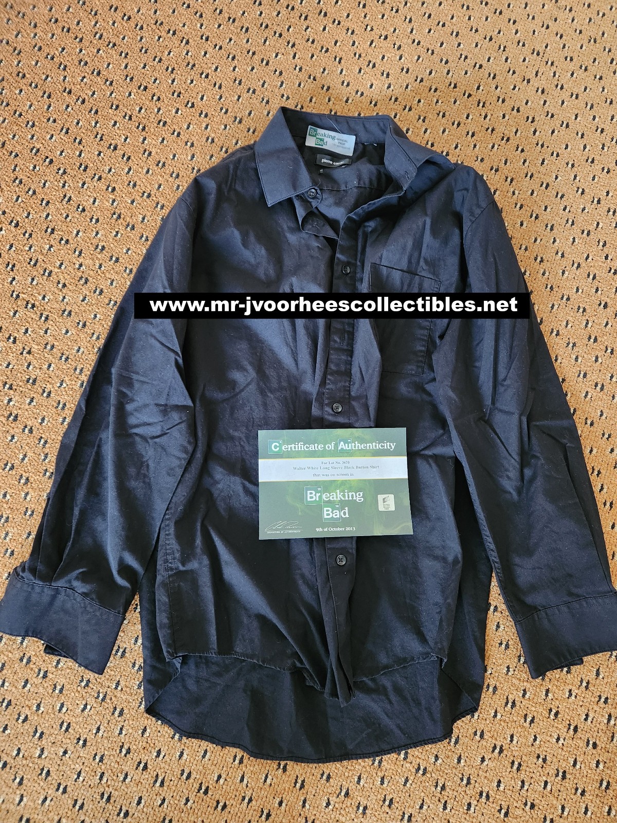 Breaking Bad Original Screen Used Walter White Black Button Shirt Movie Prop