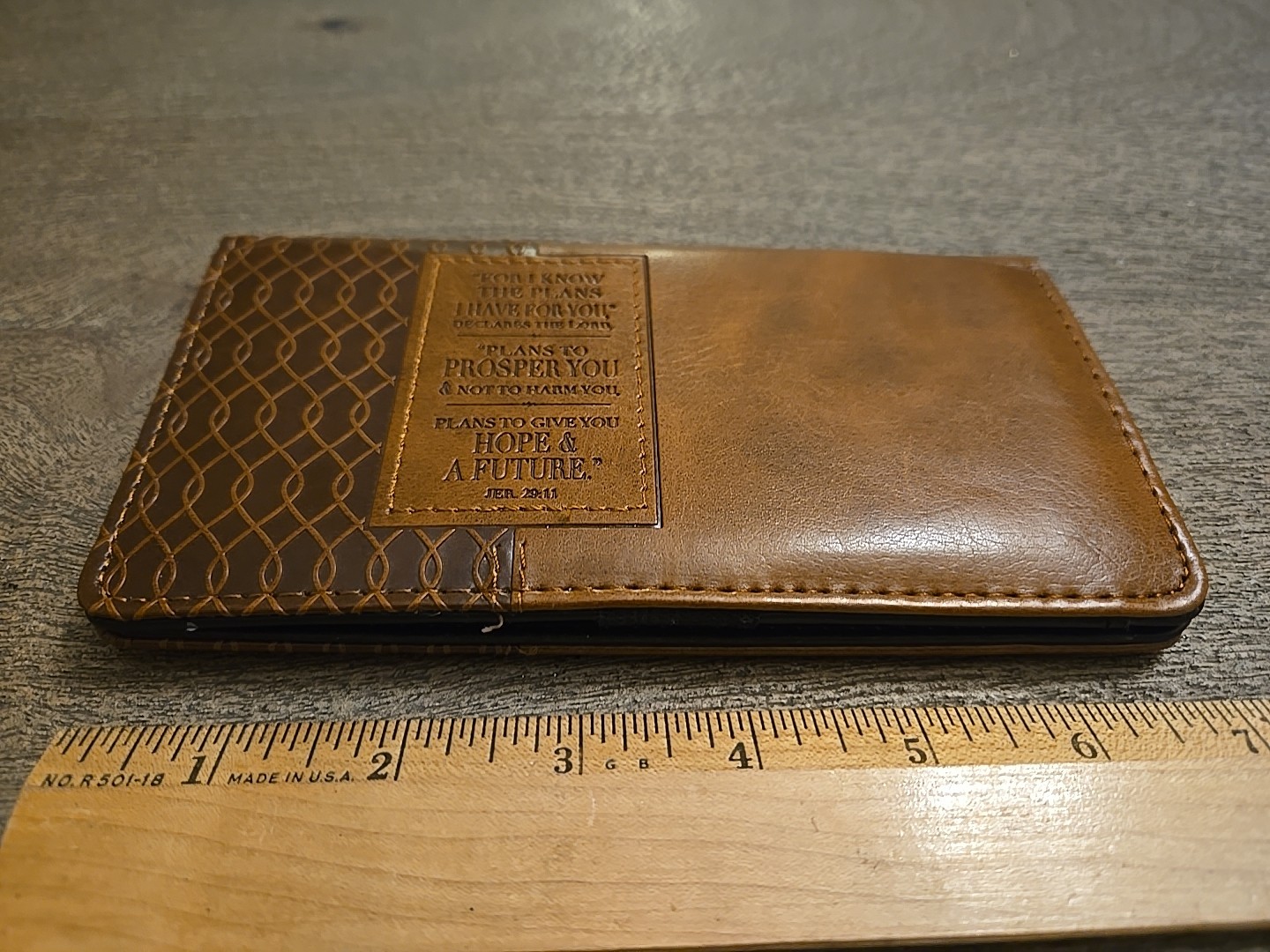 Christian Art Gifts Checkbook Holder Cover Faux Leather Wallet Organizer Brown