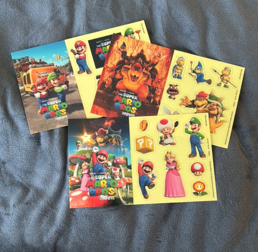 OFFICIAL Super Mario Bros Movie Sticker Sheet Set x3 from Nintendo Switch Bundle