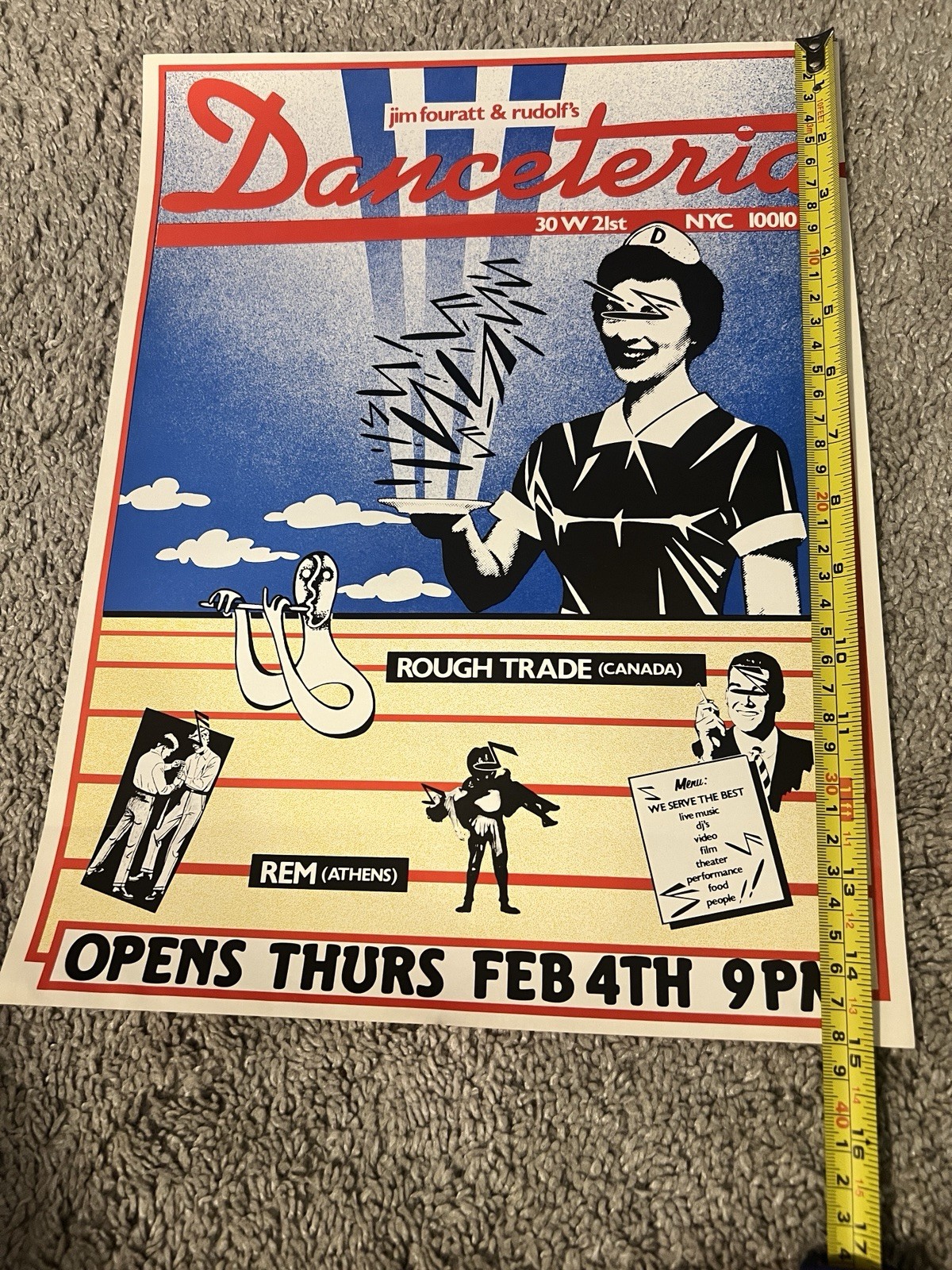 1982 Danceteria Reopening Poster R.E.M. Rough Trade NYC Jim Fouratt 11×17