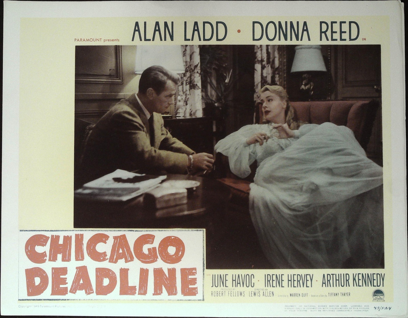 Chicago Deadline Lobby Card #7 1949 Alan Ladd & June Havoc!