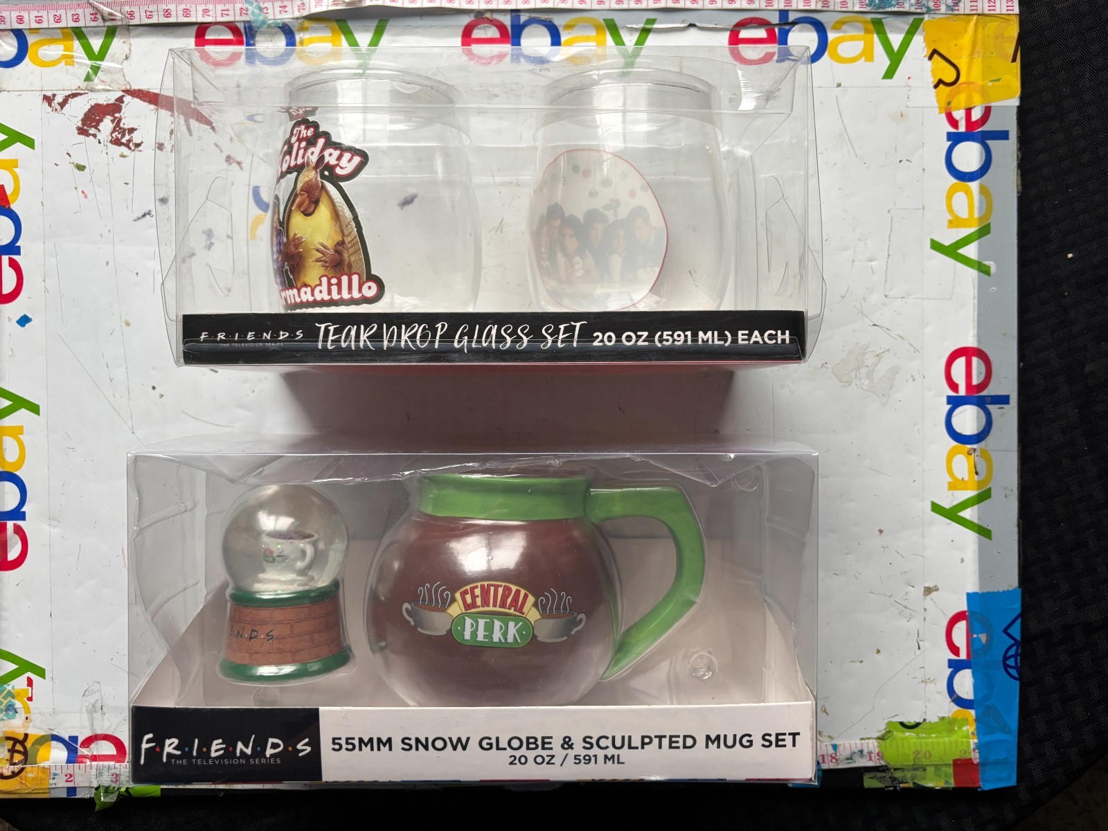 Friends TV Show Snow Globe & Sculpted Mug Set and Teardrop Glass Set 20oz