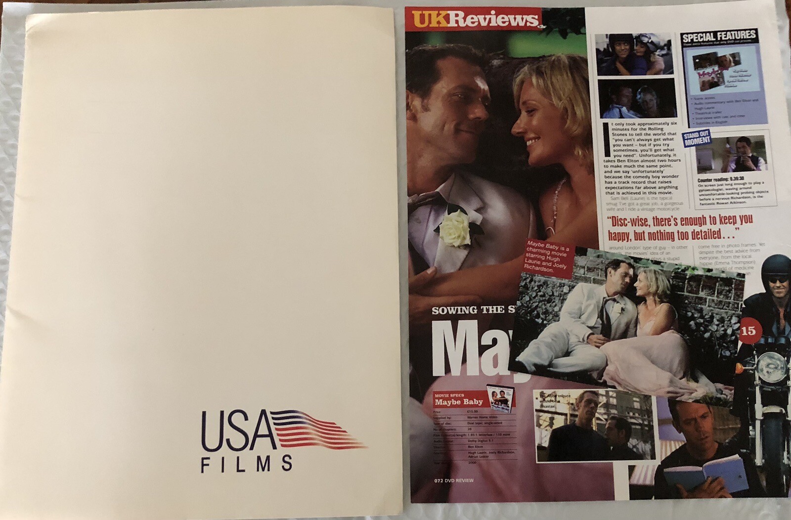 Maybe Baby Movie 1991 Press Kit Photos Clippings Hugh Laurie Joely Richardson