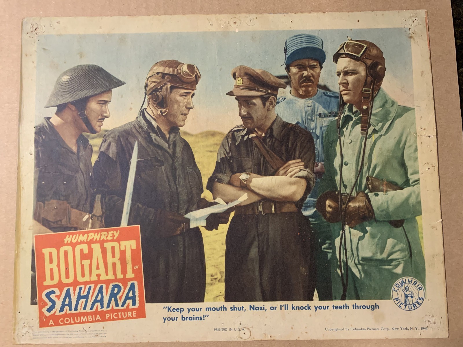 Humphey Bogart Sahara original lobby card 1943 LC war tanks Bogey 84 years old!