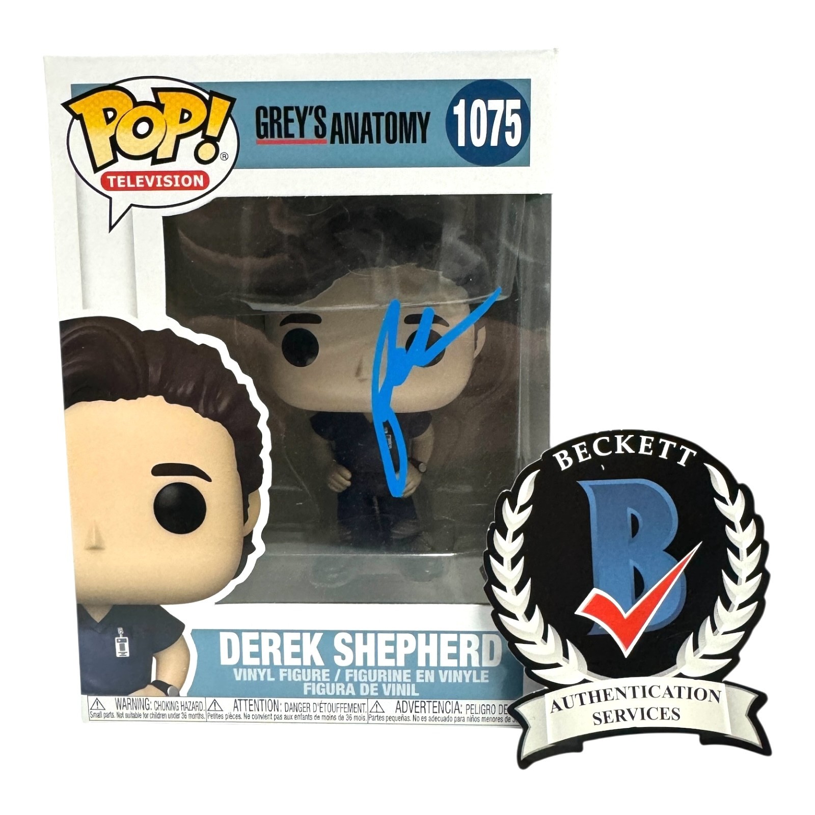 PATRICK DEMPSEY SIGNED AUTOGRAPH FUNKO POP 1075 GREY’S ANATOMY BECKETT BAS