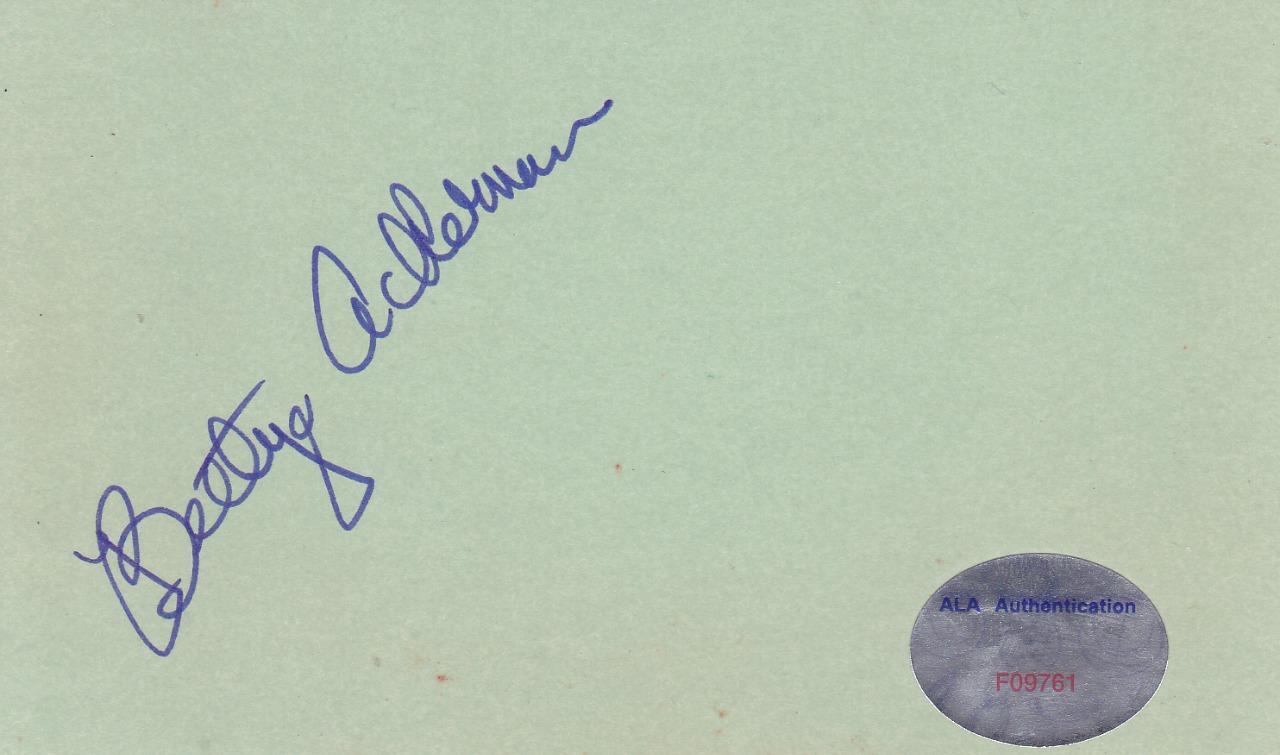 BETTYE ACKERMAN d. 2006 Signed 3×5 Index Card Actress/Ben Casey ALA F09761