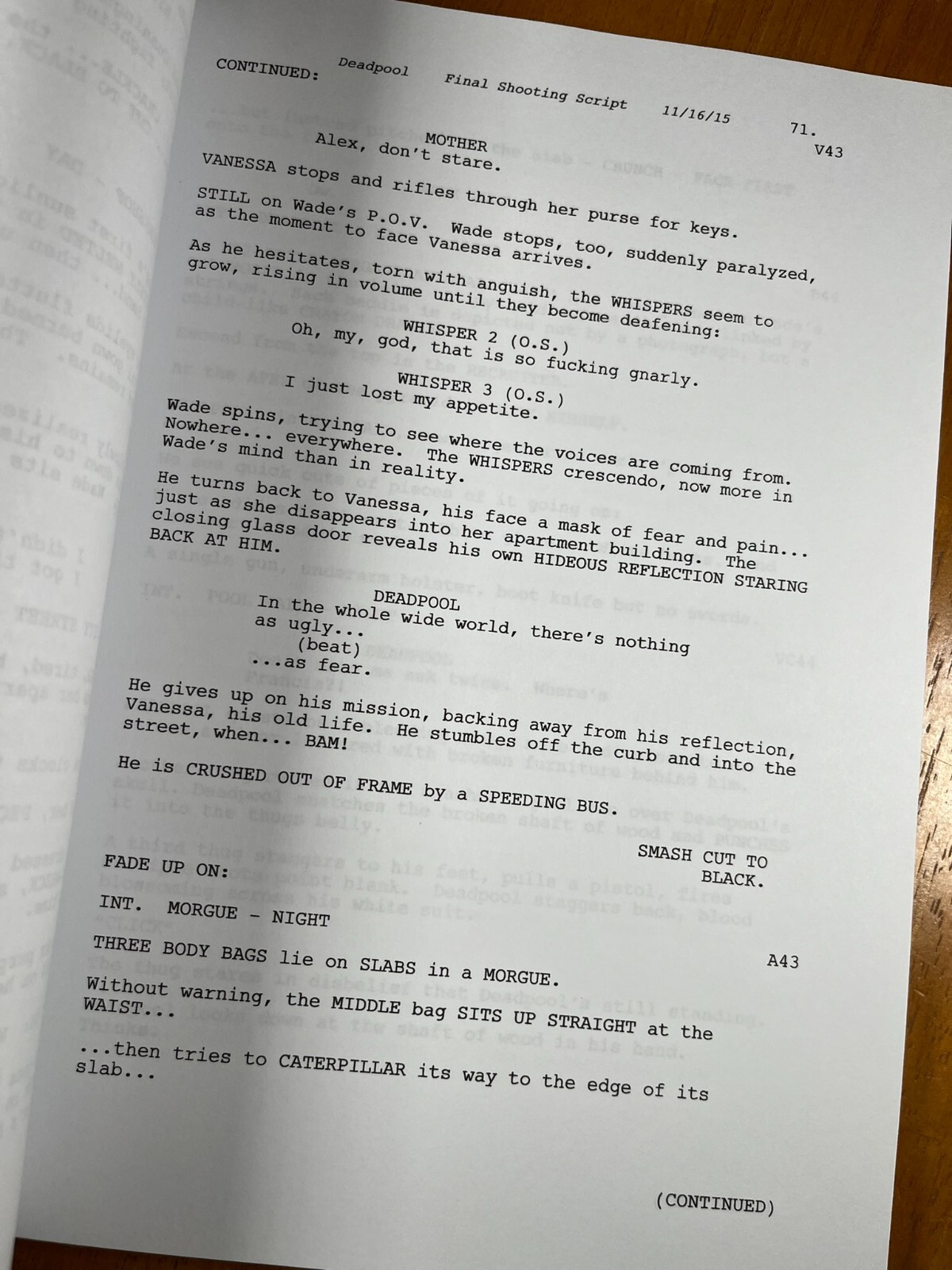 Deadpool Script Signed- Autograph Reprints- 117 Pages- Ryan Reynolds
