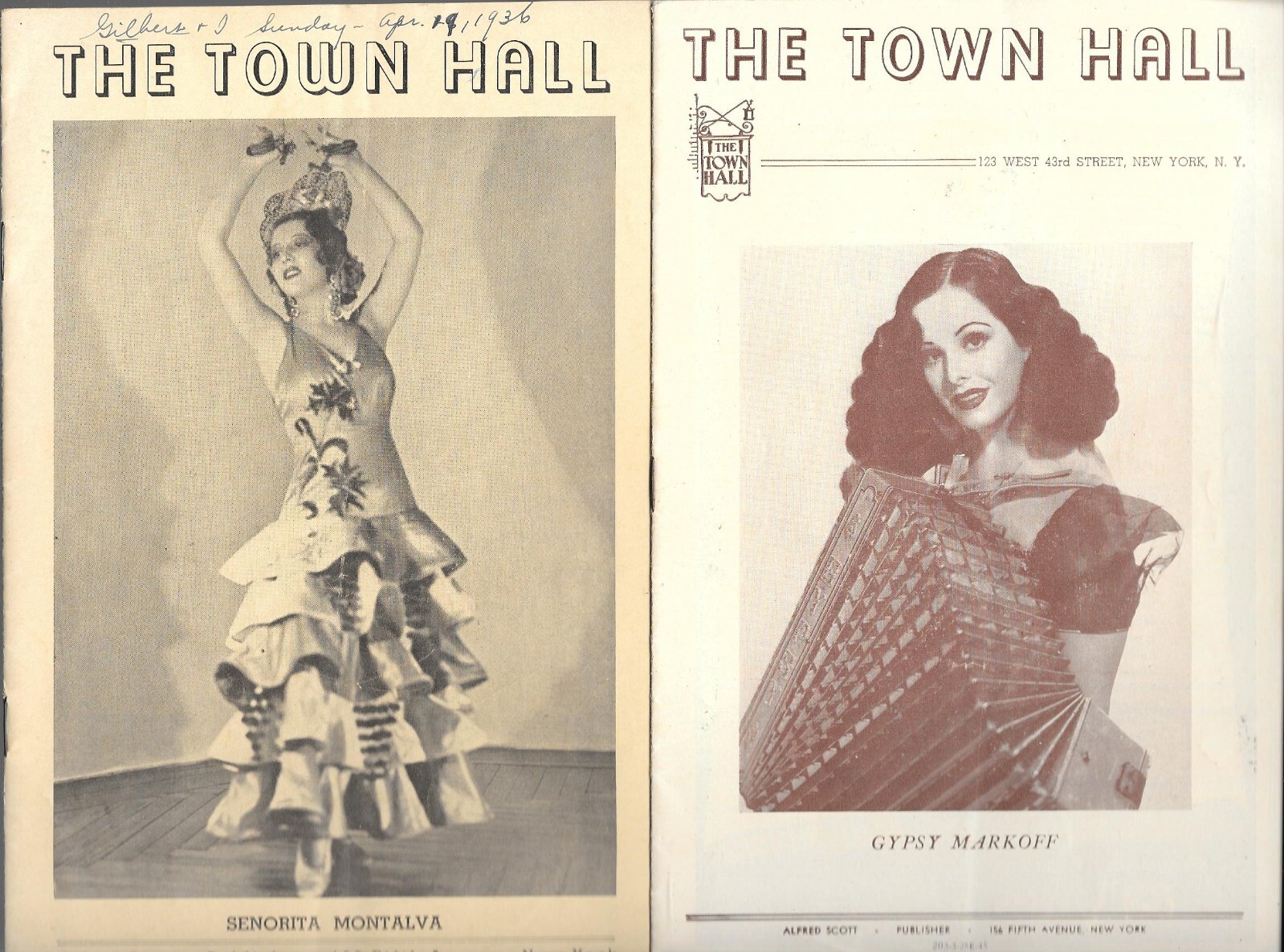 A pair of 1930s & 1940s New York TOWN HALL programs