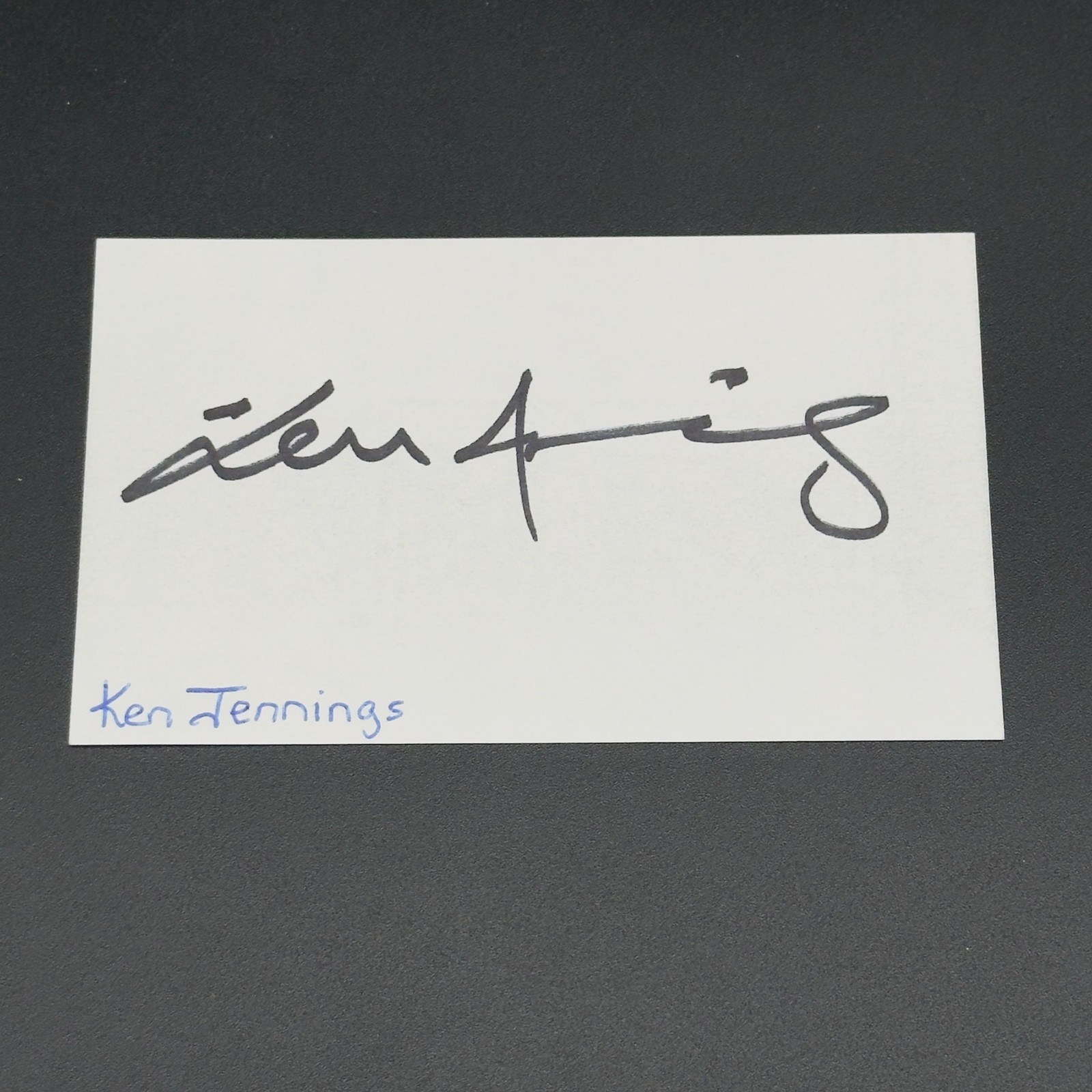 Ken Jennings Signed 3×5 Index Card – Jeopardy – TTM Authentic Autograph!