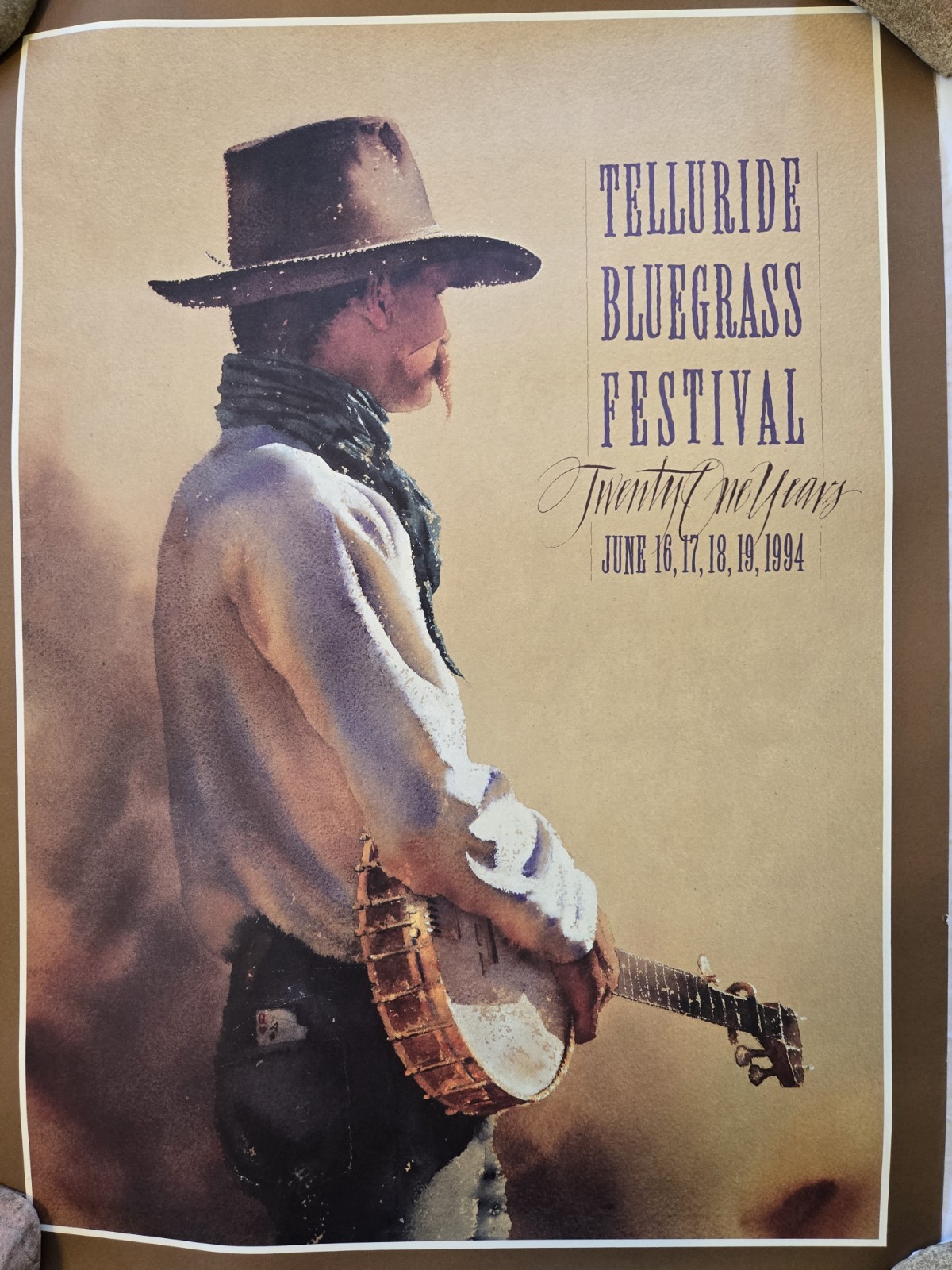 1994 Telluride Bluegrass 21st Festival June 16-19 Original Poster Colorado