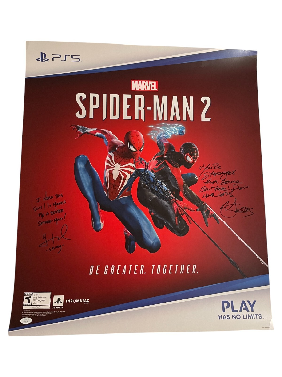 Yuri Lowenthal & Nadji Jeter Signed 24×28 Spider-Man 2 Original Poster JSA COA