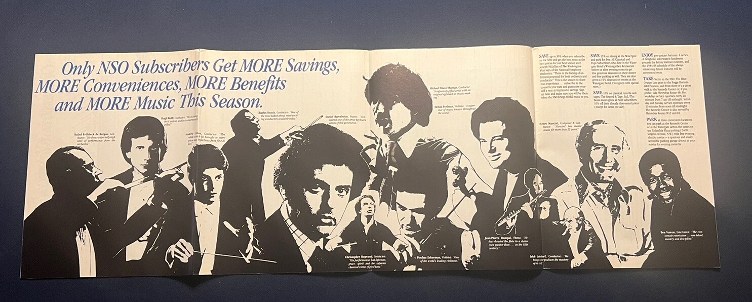 National Symphony Orchestra 1984 1985 Season pamphlet poster Rostropovich D.C.
